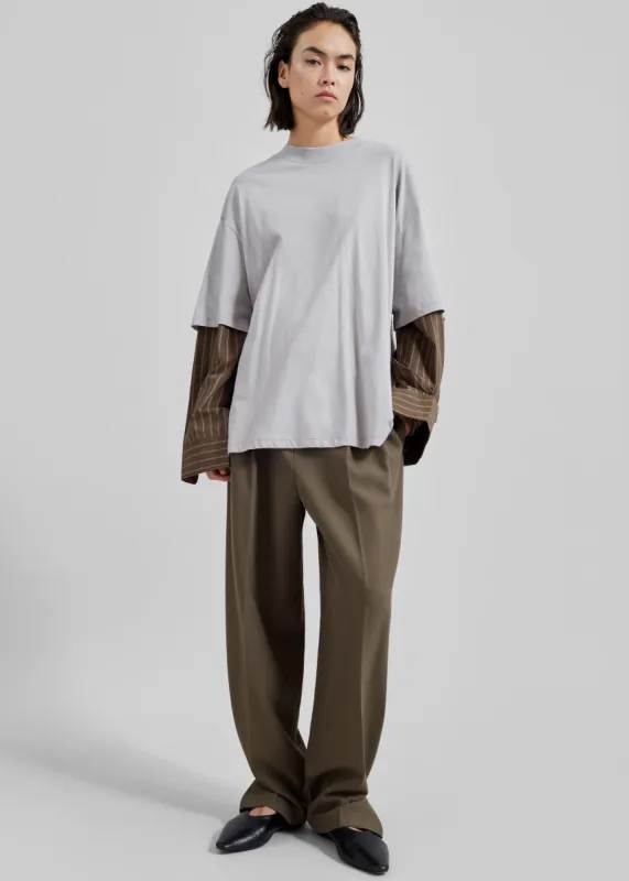 Bryton Layered Tee - Grey/Brown made by Frankie Shop