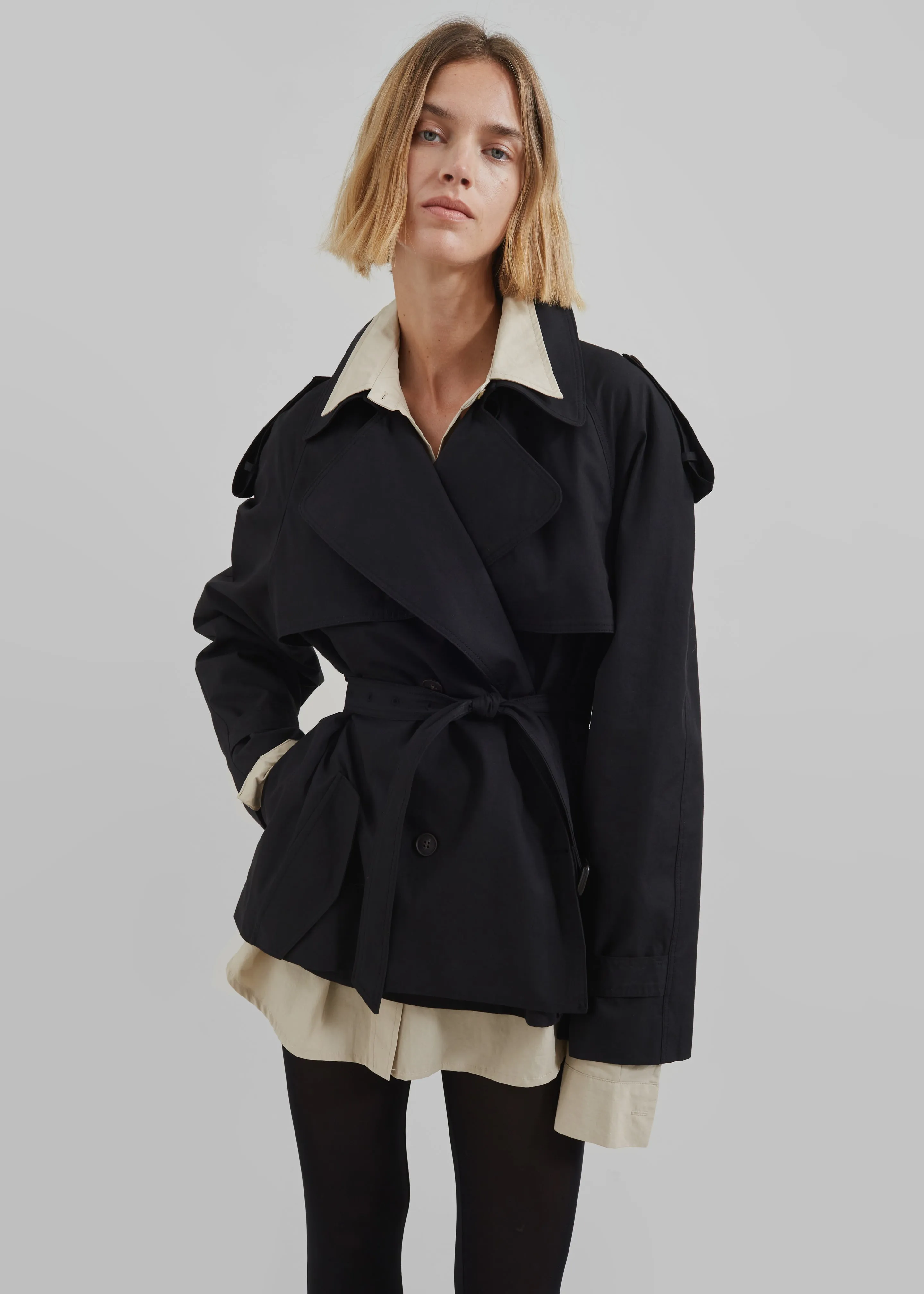 Arlington Short Trench - Black sold by Frankie Shop