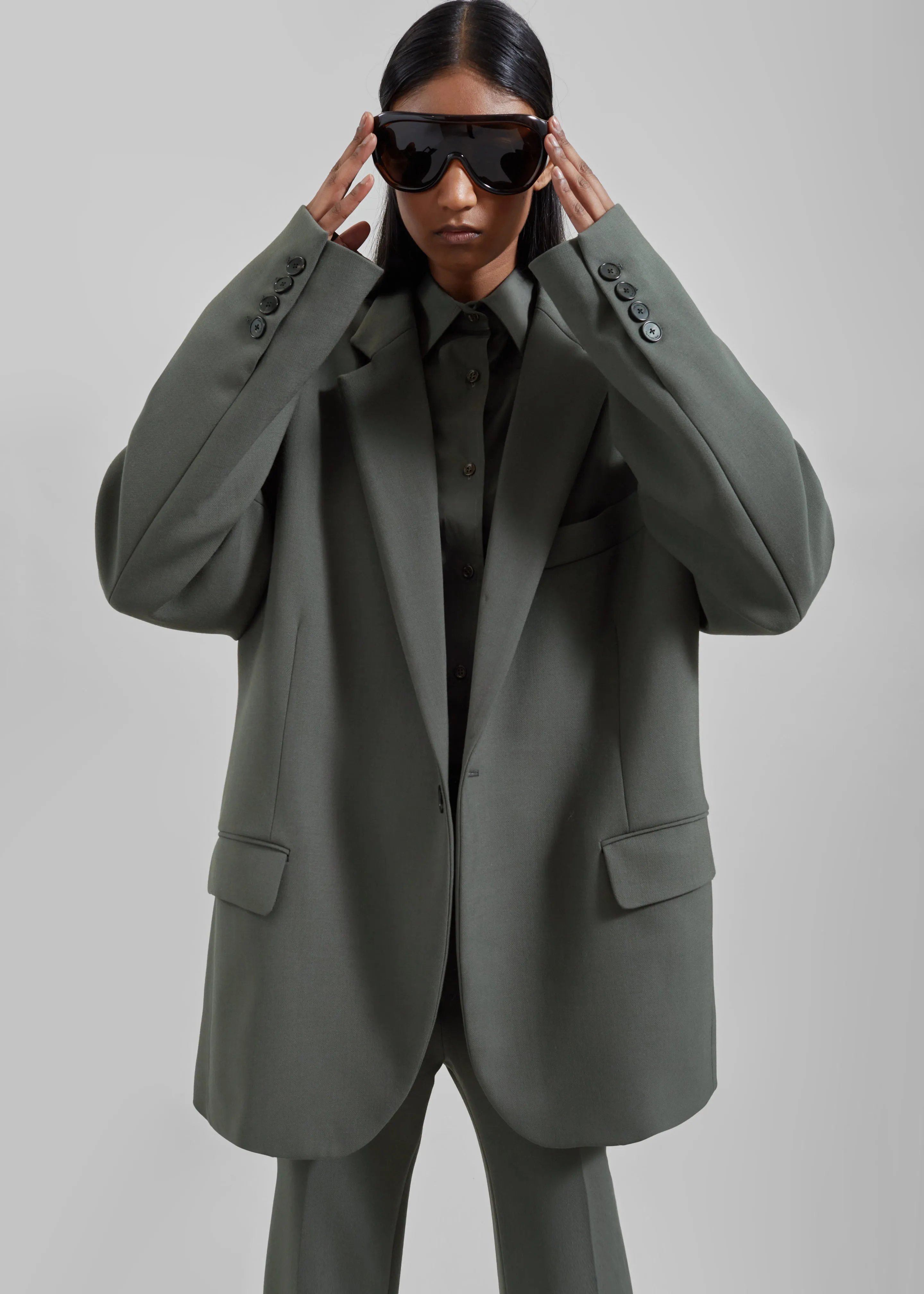 Lyra Oversized Blazer - Light Khaki sold by Frankie Shop