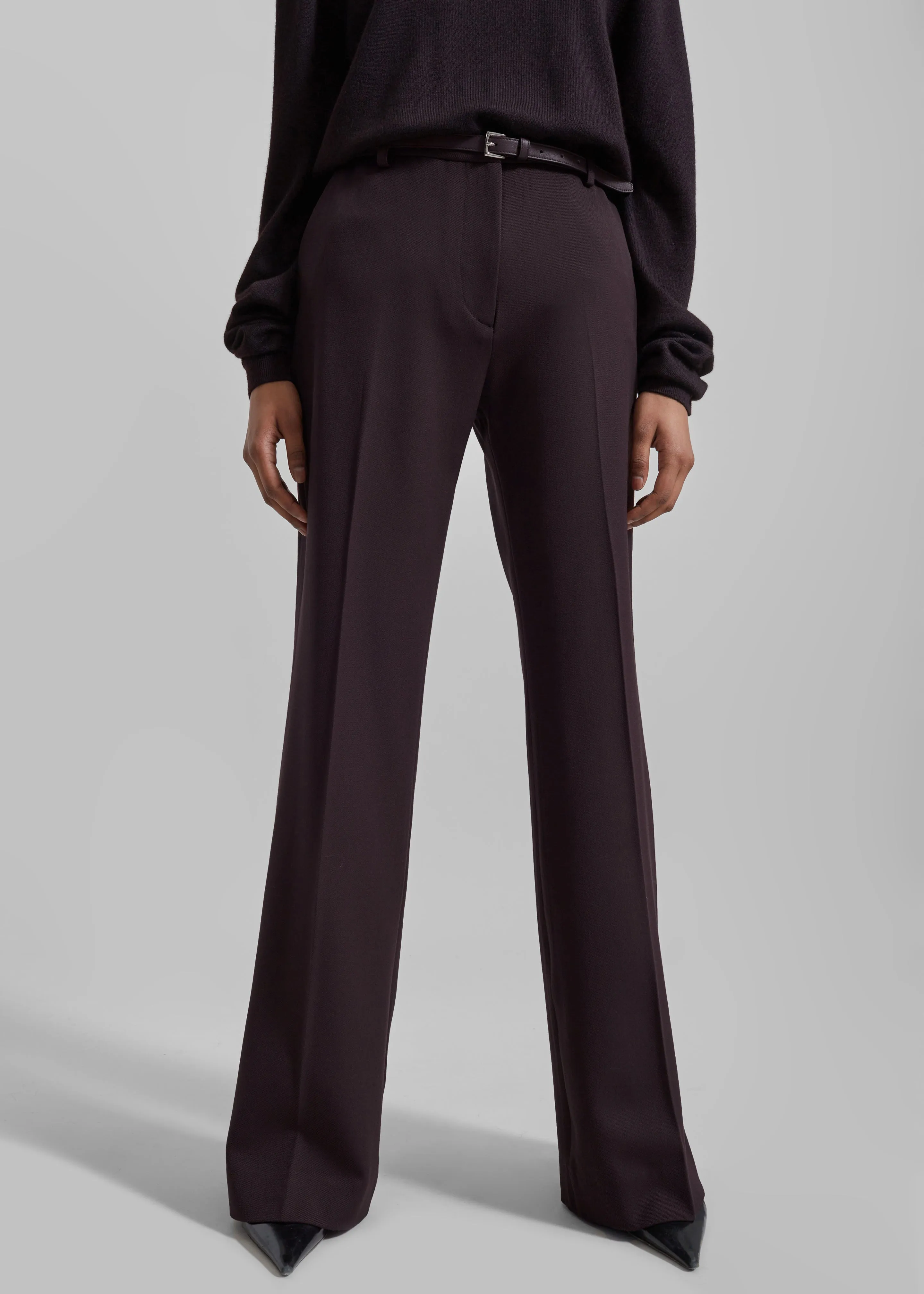 Lyra Flared Pants - Dark Plum sold by Frankie Shop