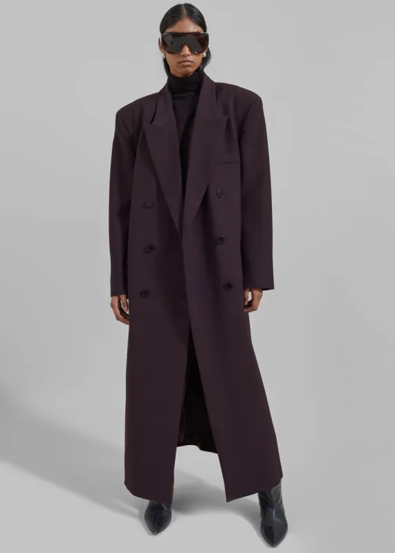 Jane Long Coat - Dark Plum sold by Frankie Shop