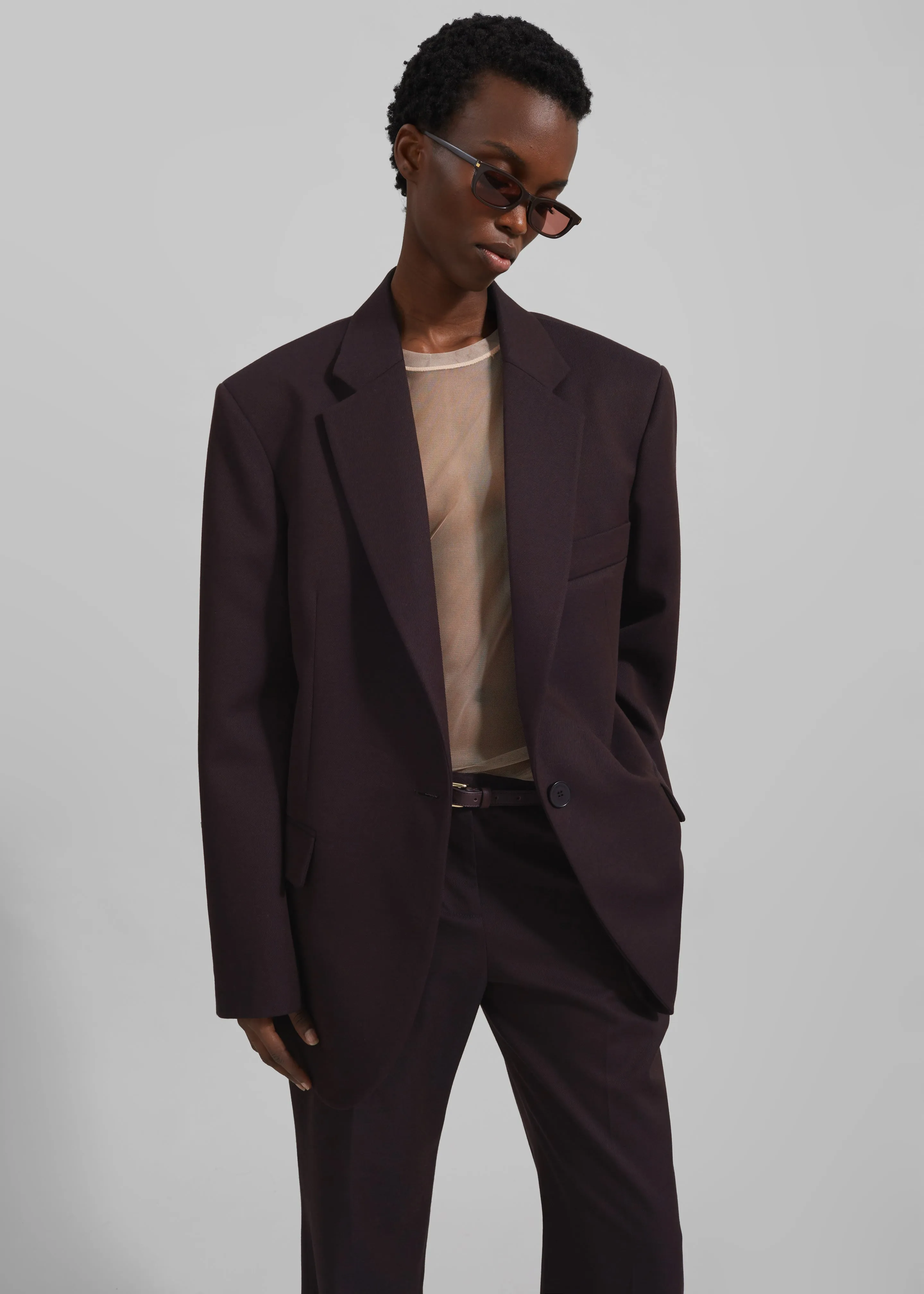 Lyra Oversized Blazer - Dark Plum sold by Frankie Shop