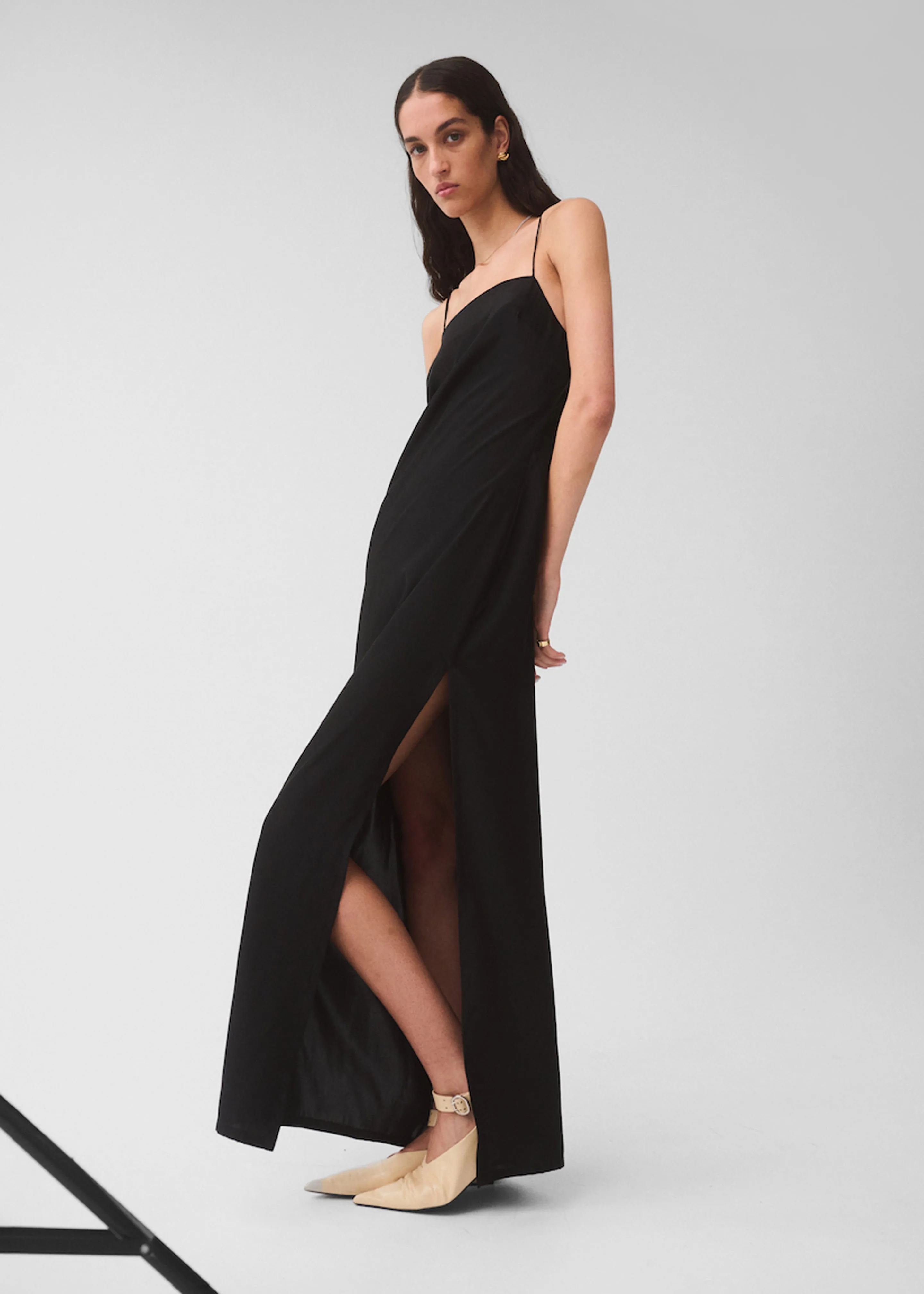 Matin Silk Square Neck Dress - Black sold by Frankie Shop