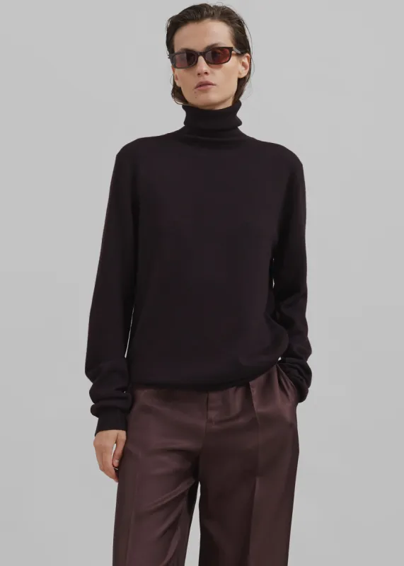 Eve Thin Turtleneck Sweater - Dark Plum made by Frankie Shop