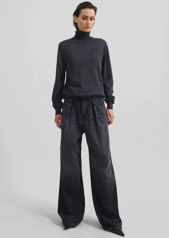 Eve Thin Turtleneck Sweater - Dark Grey Melange sold by Frankie Shop