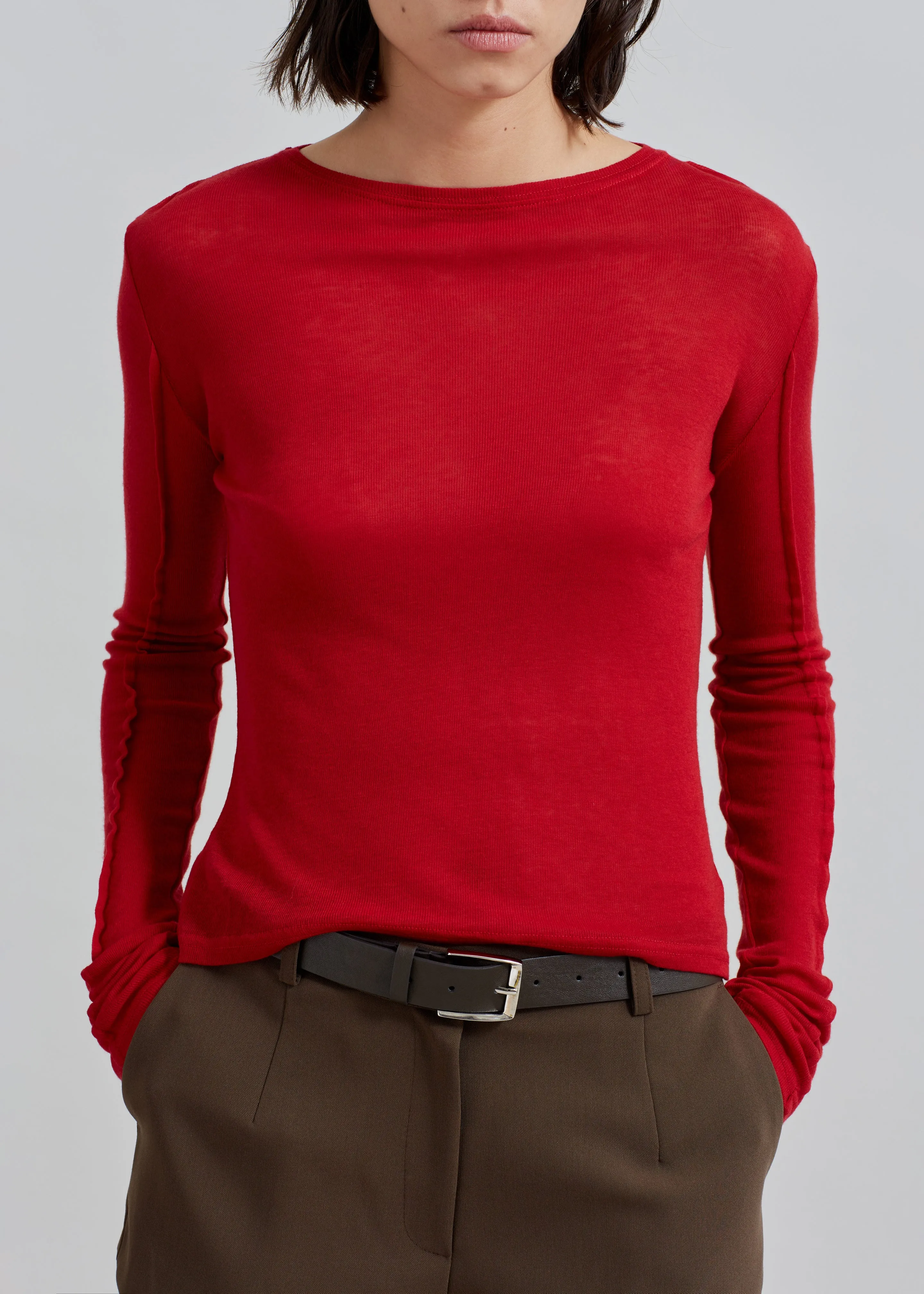 Mesa Sheer Long Sleeve Tee - Red sold by Frankie Shop product image thumbnail 3