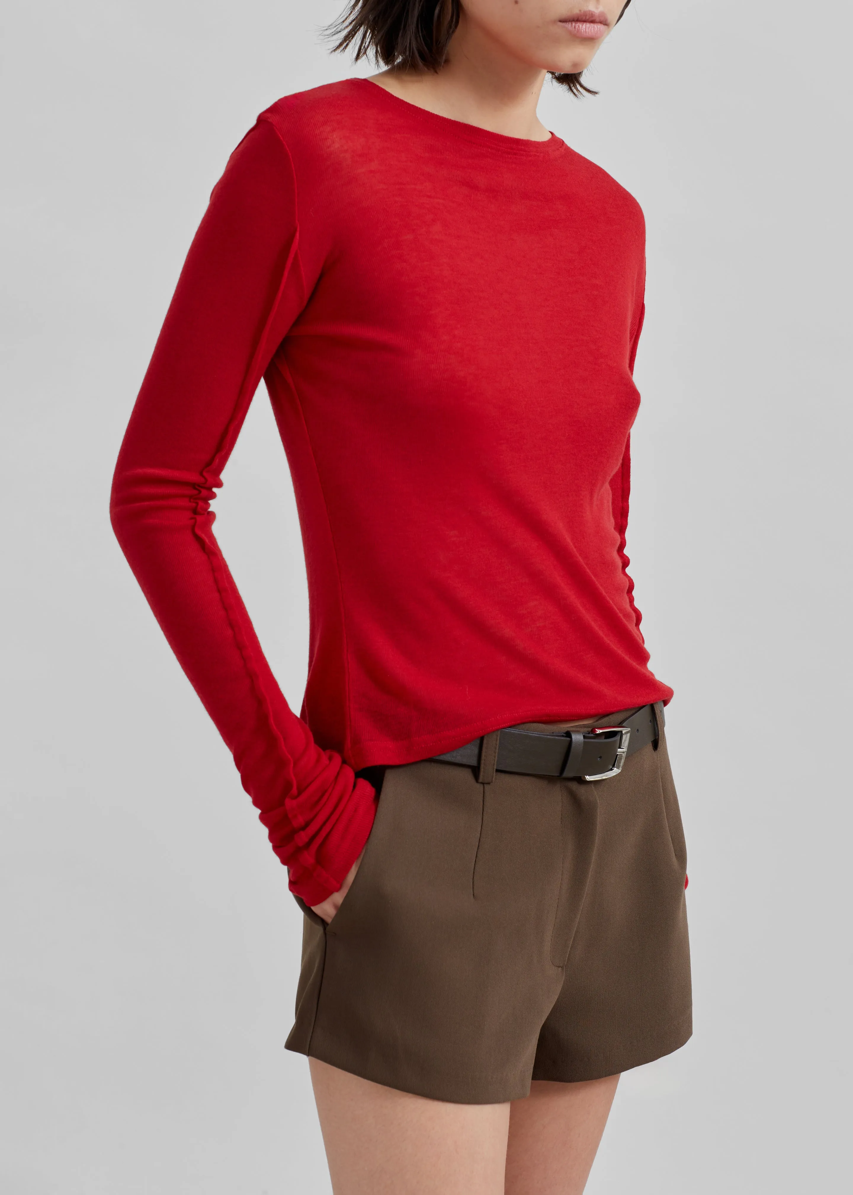 Mesa Sheer Long Sleeve Tee - Red sold by Frankie Shop product image thumbnail 2