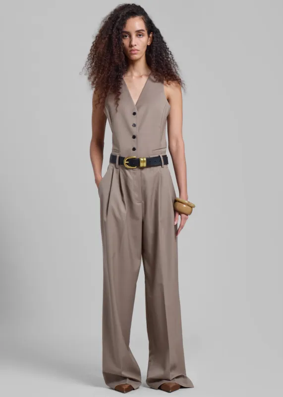 Jorae Pleated Trousers - Taupe sold by Frankie Shop