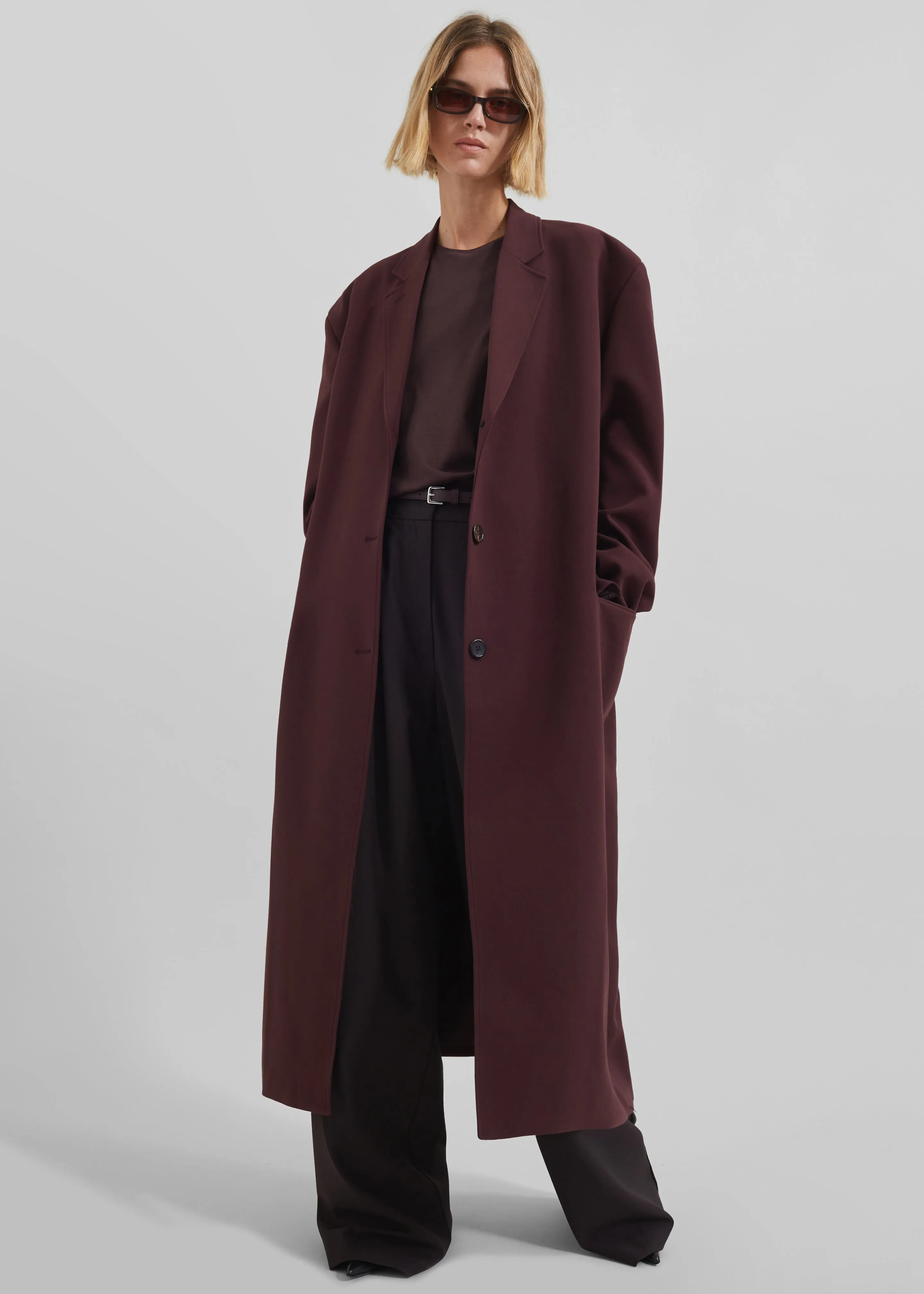 Hampton Long Coat - Burgundy sold by Frankie Shop product image thumbnail 2
