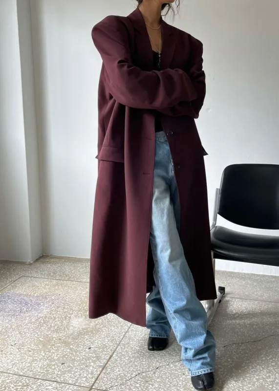 ジャケット DRIES VAN NOTEN BURGUNDY STRIPED JACKET WITH PADDED BALLS Dries Van Noten Burgundy striped jacket with padded balls