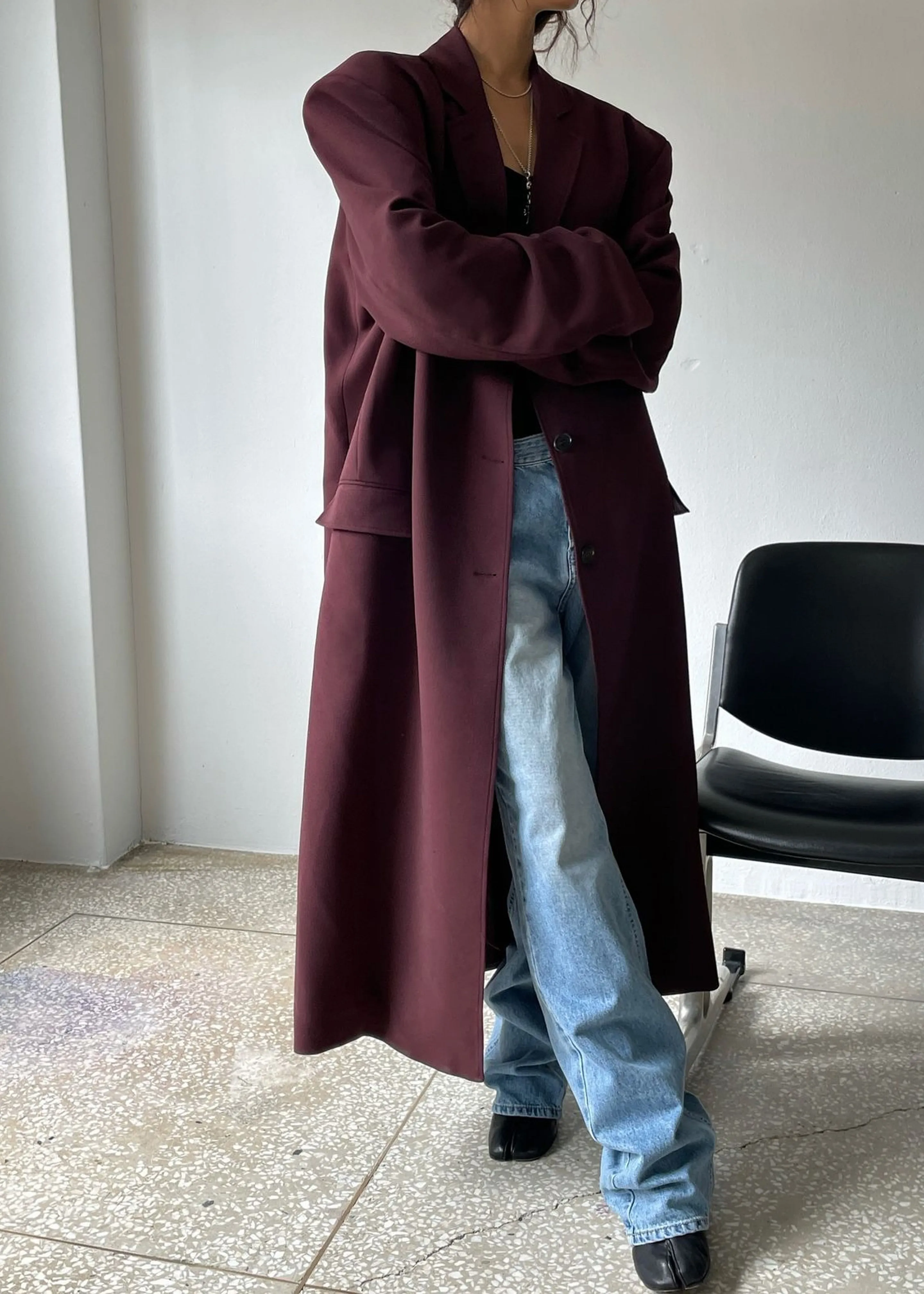 Hampton Long Coat - Burgundy sold by Frankie Shop