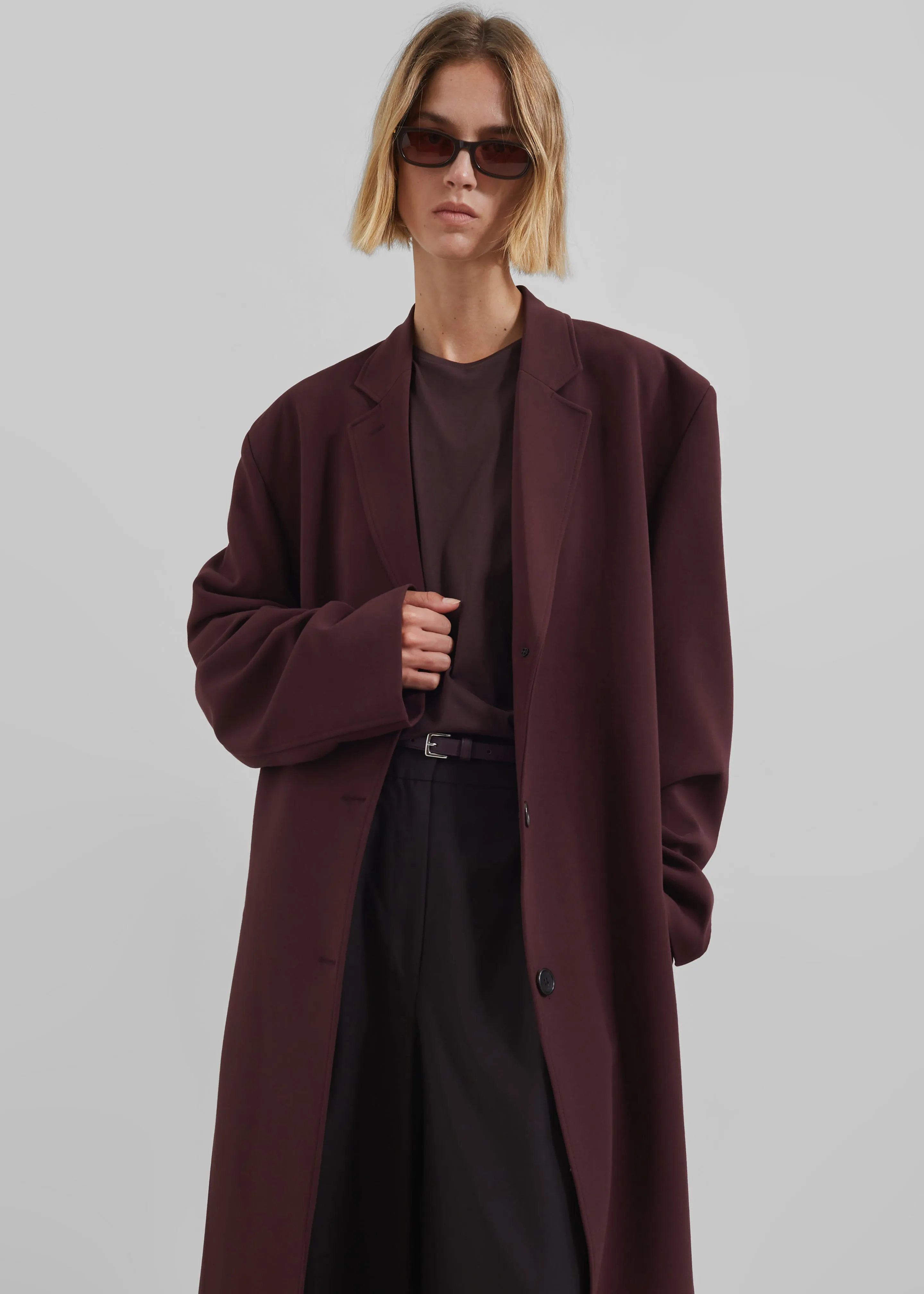 Hampton Long Coat - Burgundy sold by Frankie Shop product image thumbnail 3