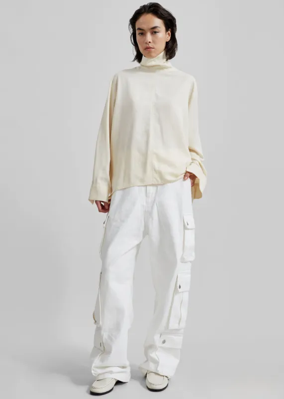 Dion Asymmetric Blouse - Beige sold by Frankie Shop