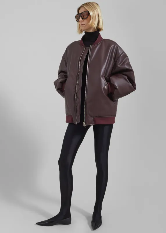 Astra Faux Leather Bomber Jacket - Burgundy sold by Frankie Shop