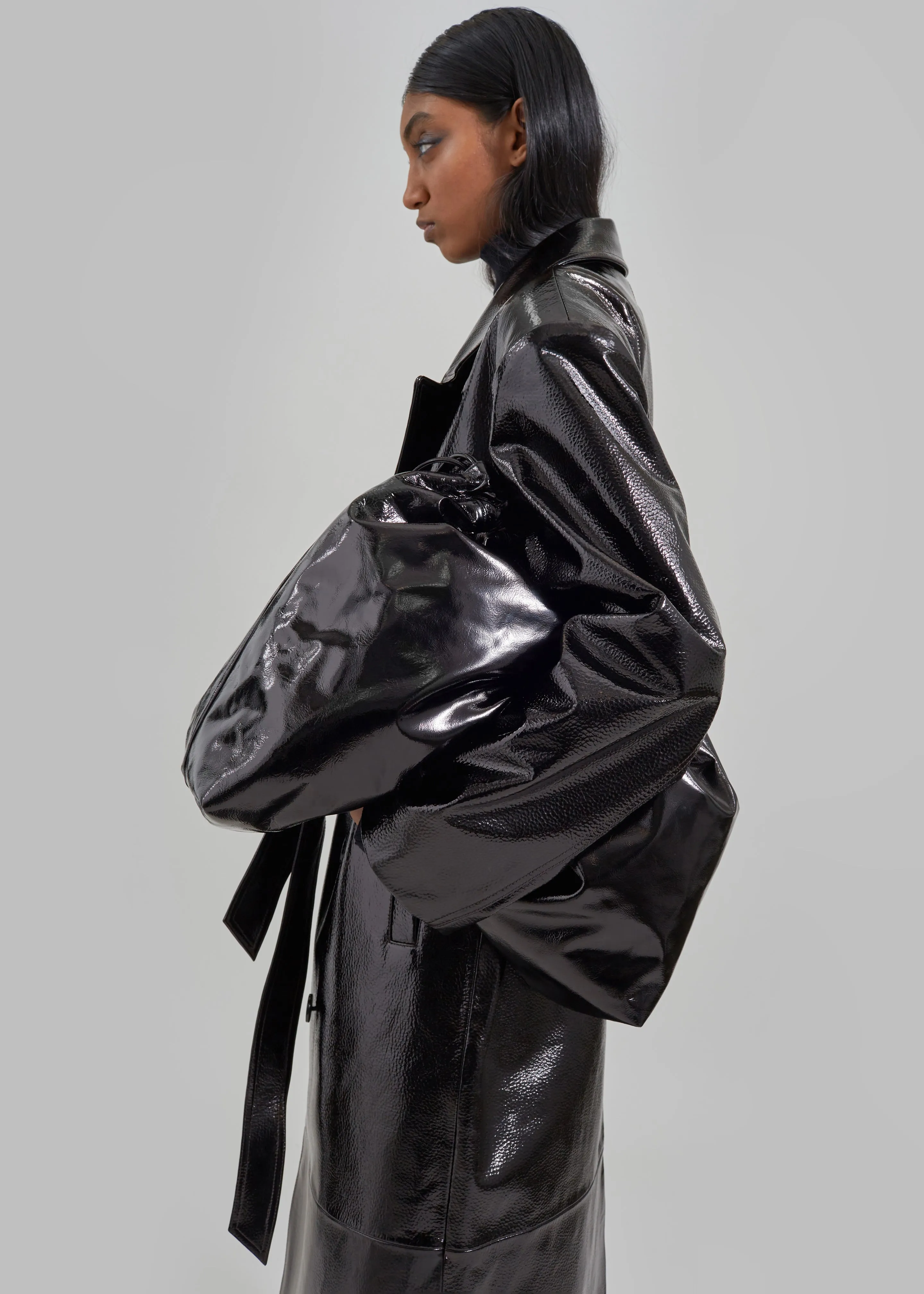 Tina Crackled Faux Leather Trench Coat - Black sold by Frankie Shop product image thumbnail 4