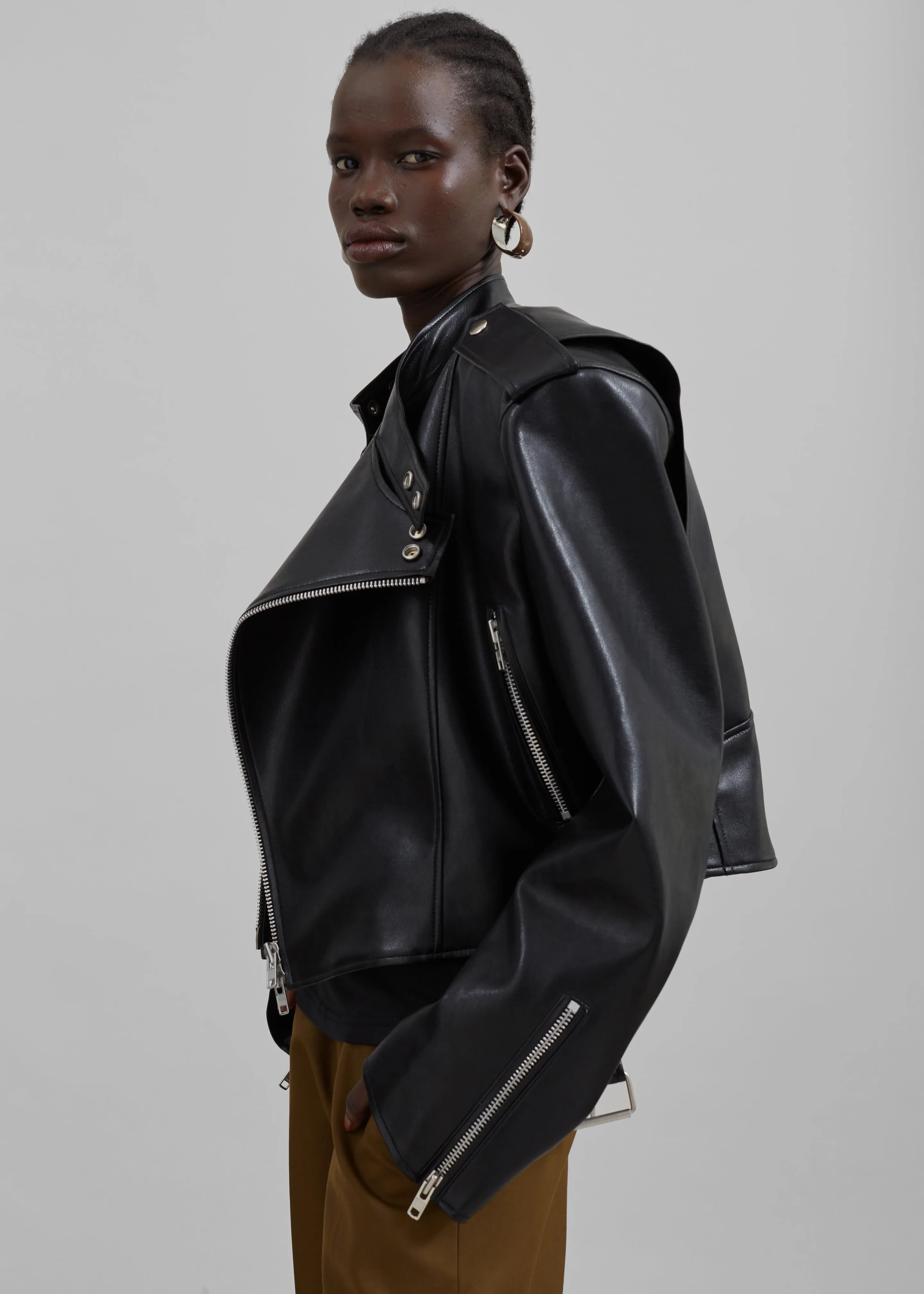 Teagan Boxy Faux Leather Jacket - Black sold by Frankie Shop product image thumbnail 4