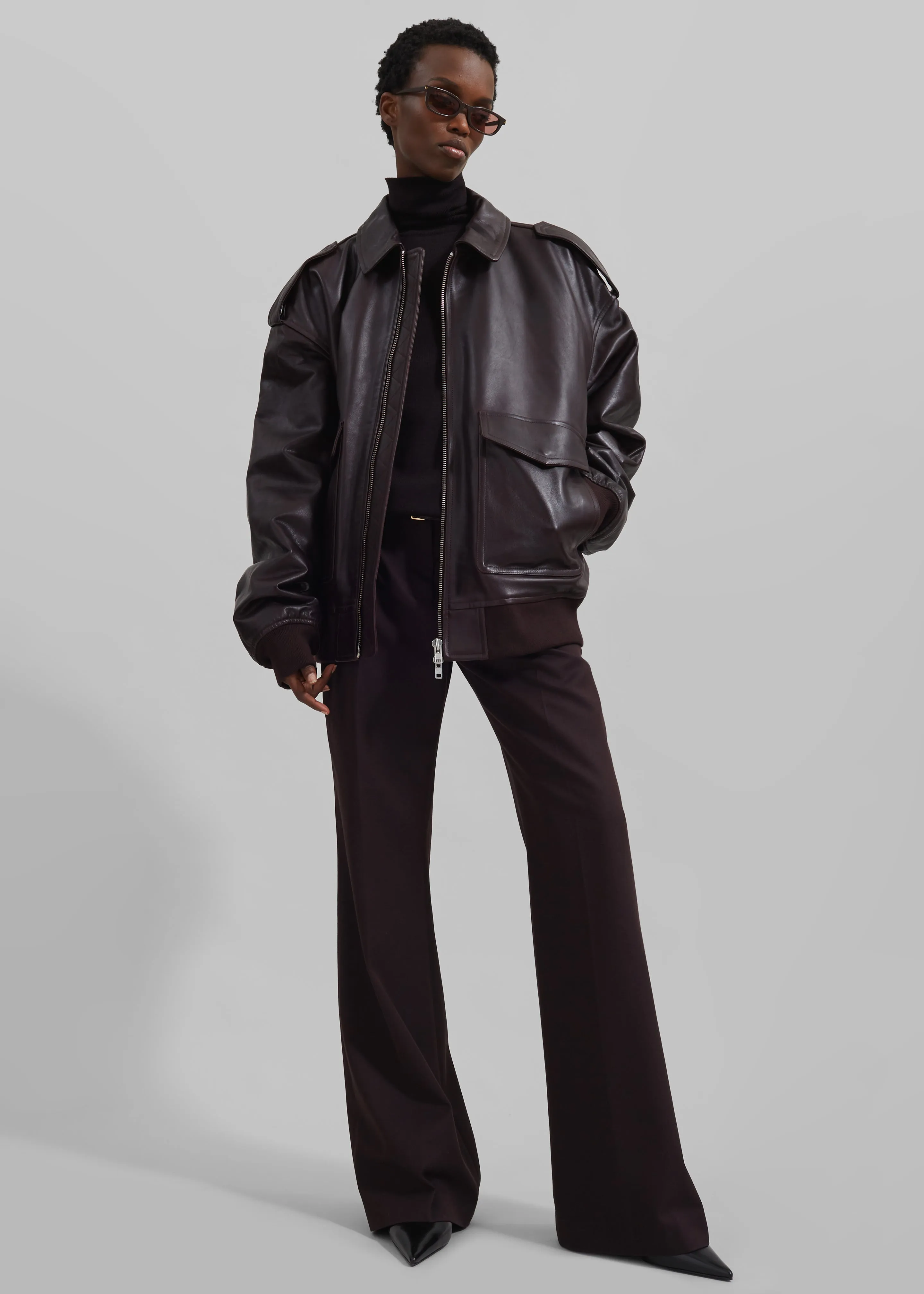 Viper Leather Jacket - Dark Plum sold by Frankie Shop product image thumbnail 3