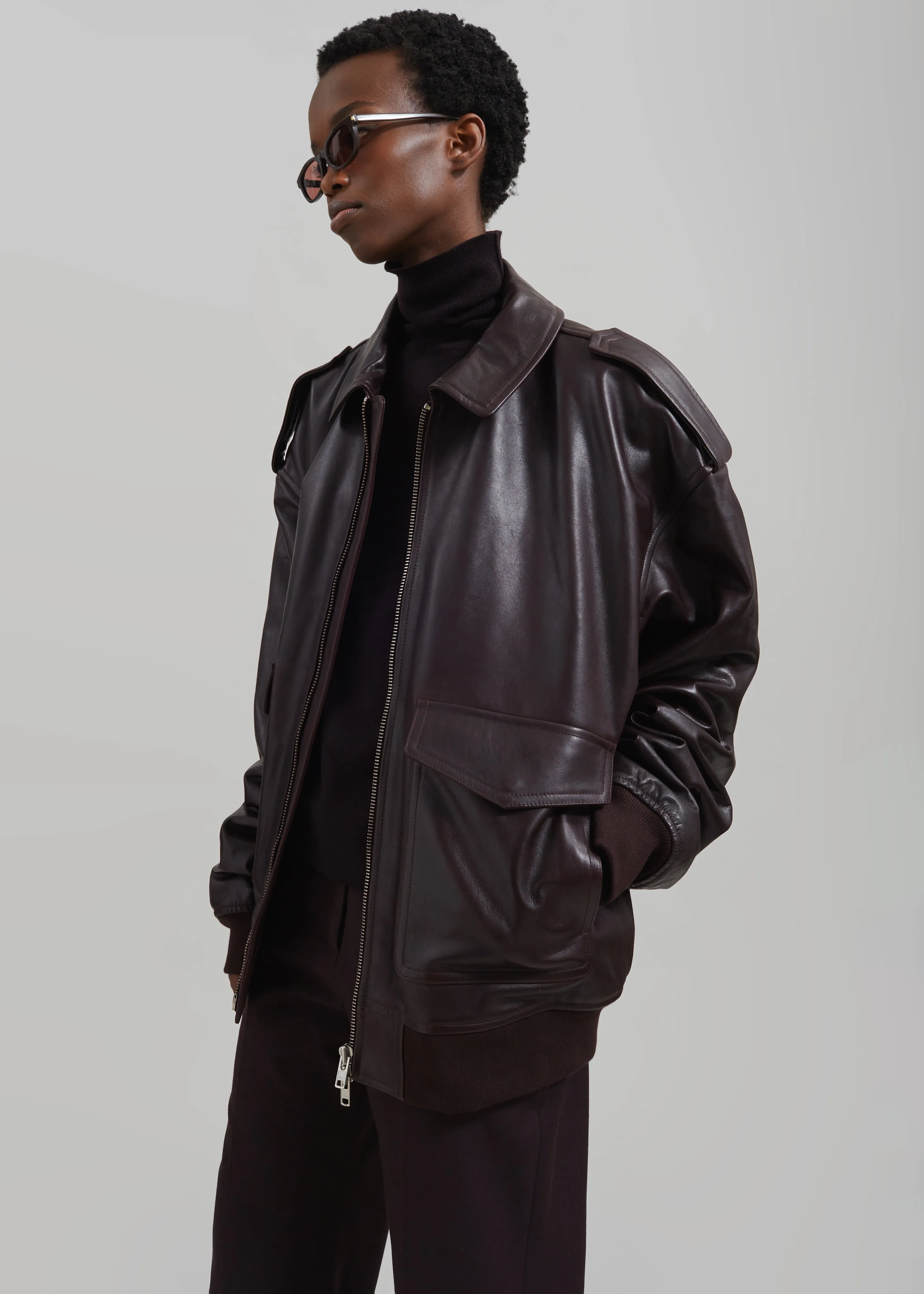 Viper Leather Jacket - Dark Plum sold by Frankie Shop product image thumbnail 2