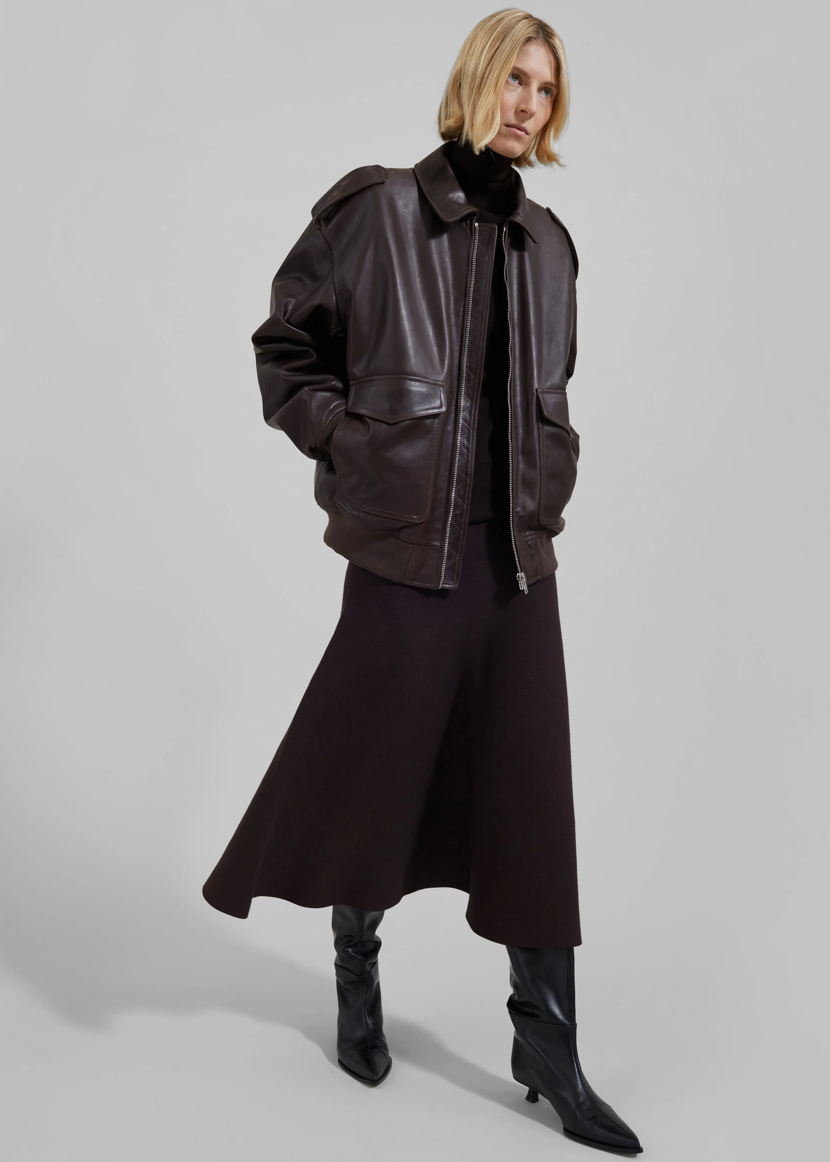 Viper Leather Jacket - Dark Plum sold by Frankie Shop