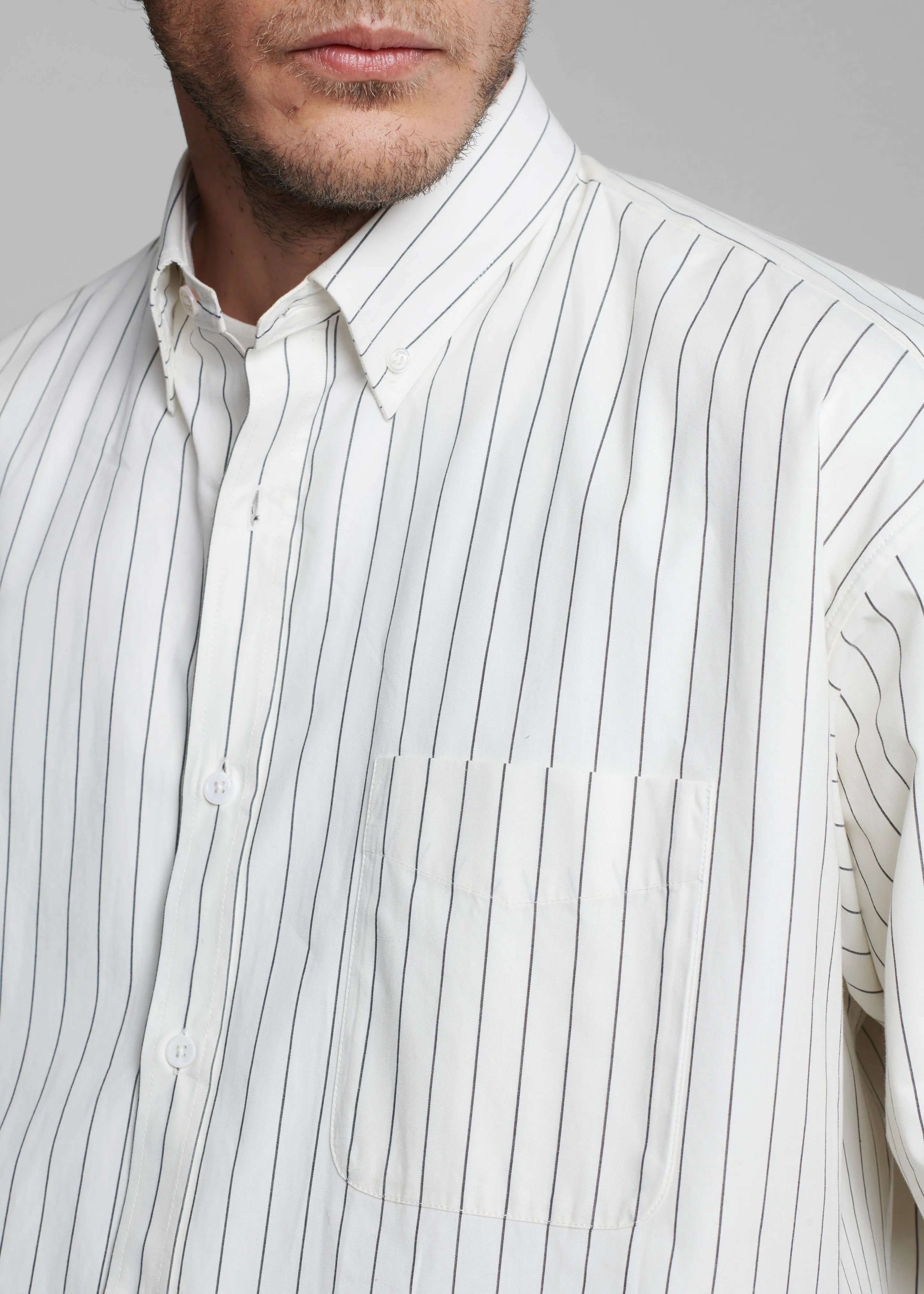 Sinclair Poplin Shirt - White/Black Stripe sold by Frankie Shop product image thumbnail 2