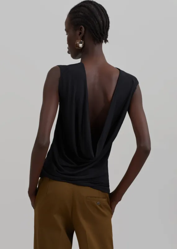 Salma Drop Back Blouse - Black sold by Frankie Shop