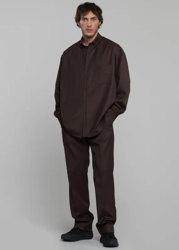 Mason Wool Button Up Shirt - Brown sold by Frankie Shop