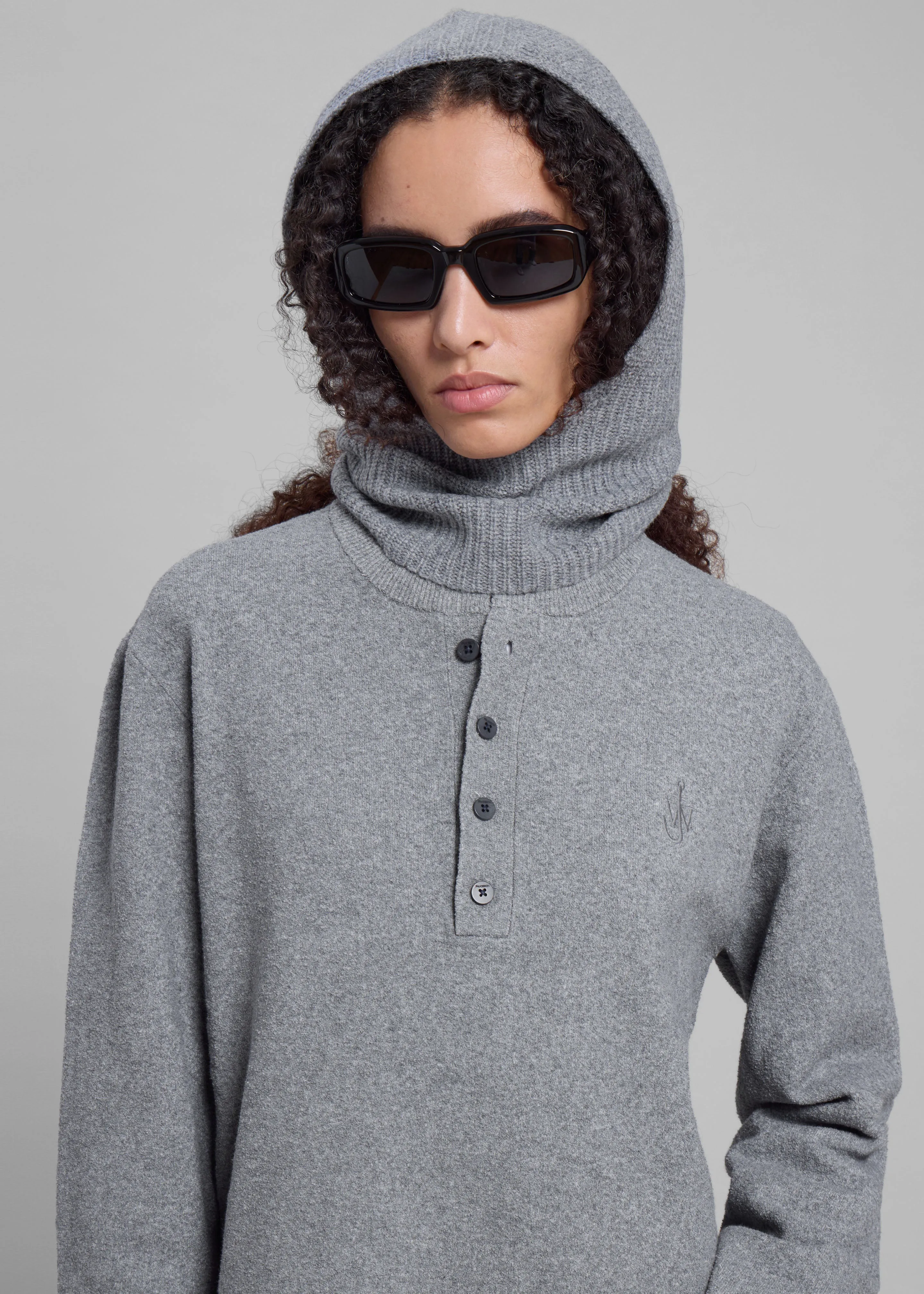 JW Anderson Boucle Henley Top - Dark Grey sold by Frankie Shop product image thumbnail 5