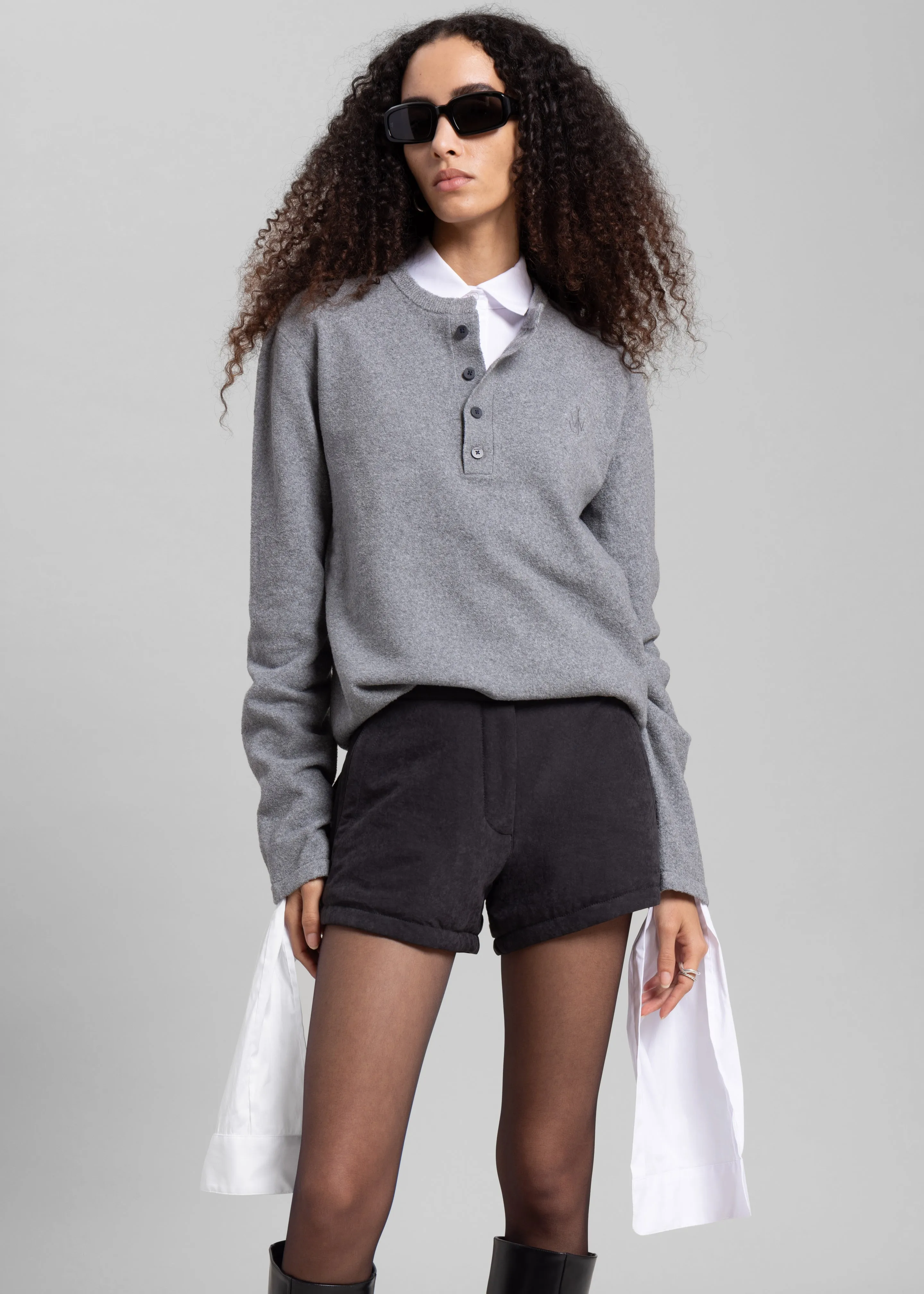 JW Anderson Boucle Henley Top - Dark Grey sold by Frankie Shop product image thumbnail 3