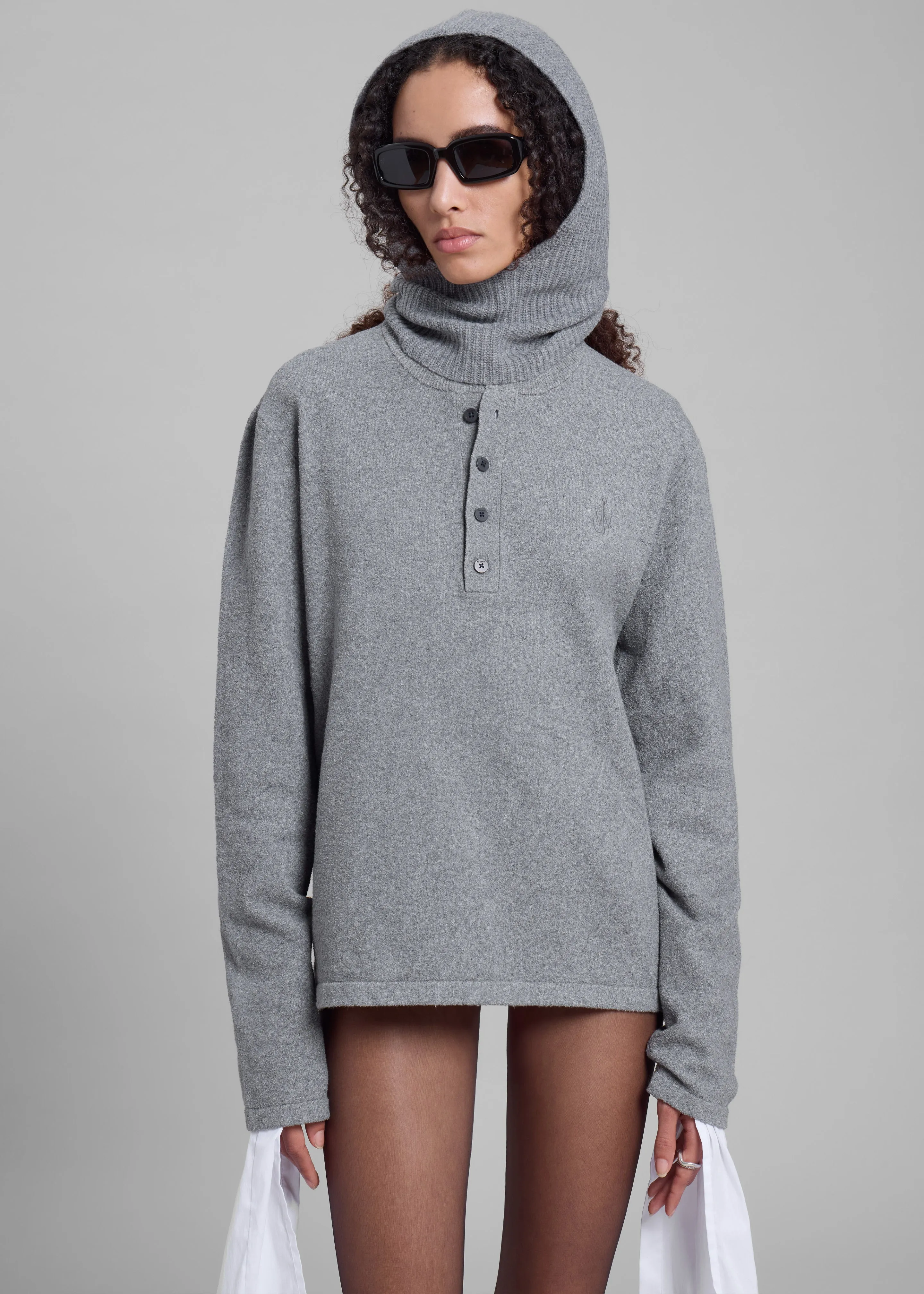 JW Anderson Boucle Henley Top - Dark Grey sold by Frankie Shop product image thumbnail 2