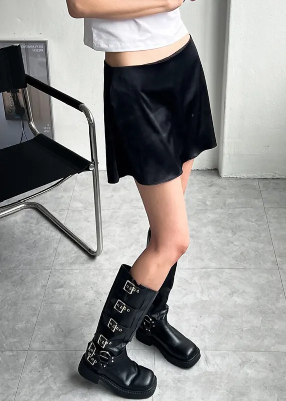 Jules Satin Mini Skirt - Black sold by Frankie Shop