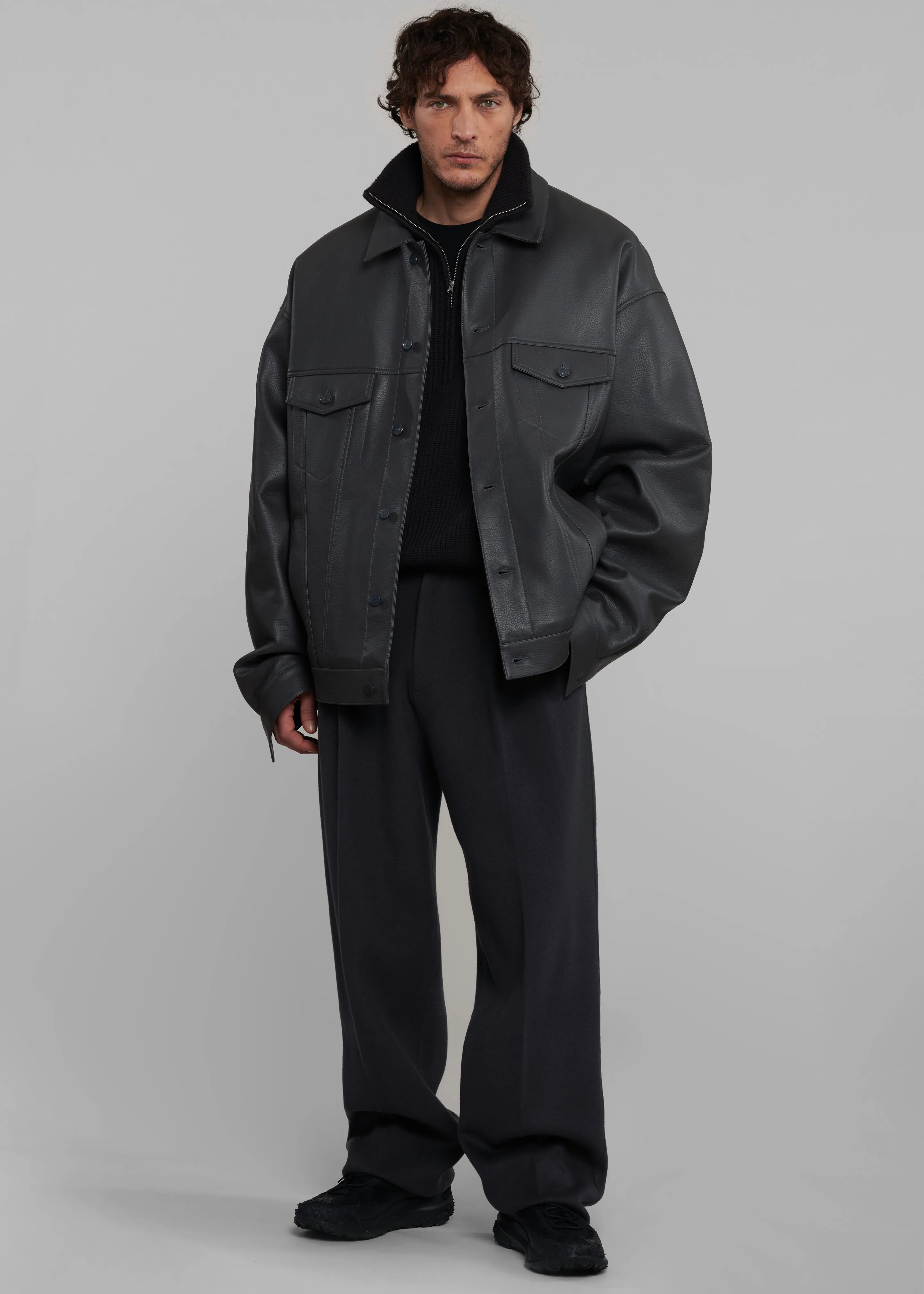 Conan Faux Leather Jacket - Dark Grey sold by Frankie Shop product image thumbnail 5