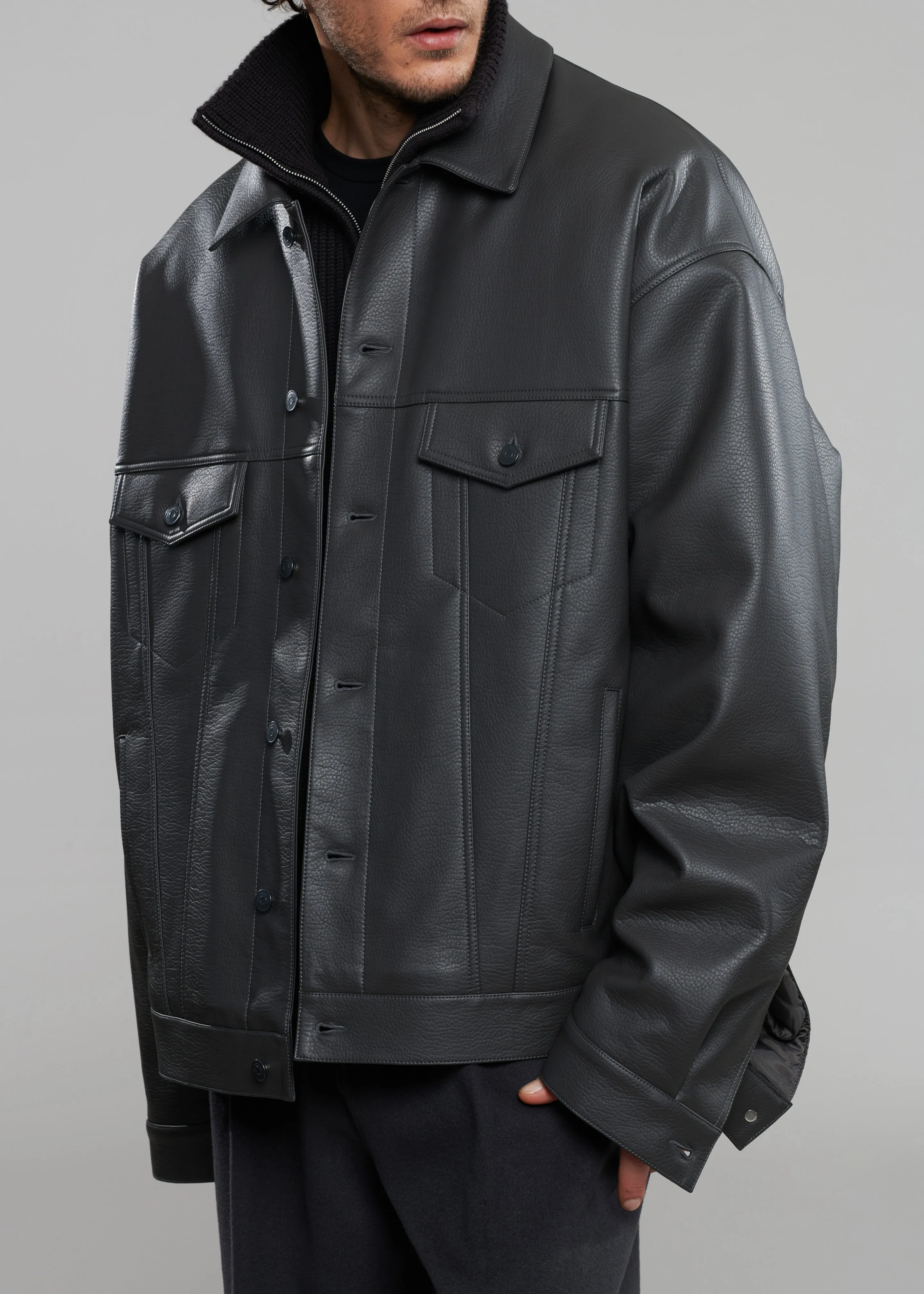 Conan Faux Leather Jacket - Dark Grey sold by Frankie Shop product image thumbnail 4