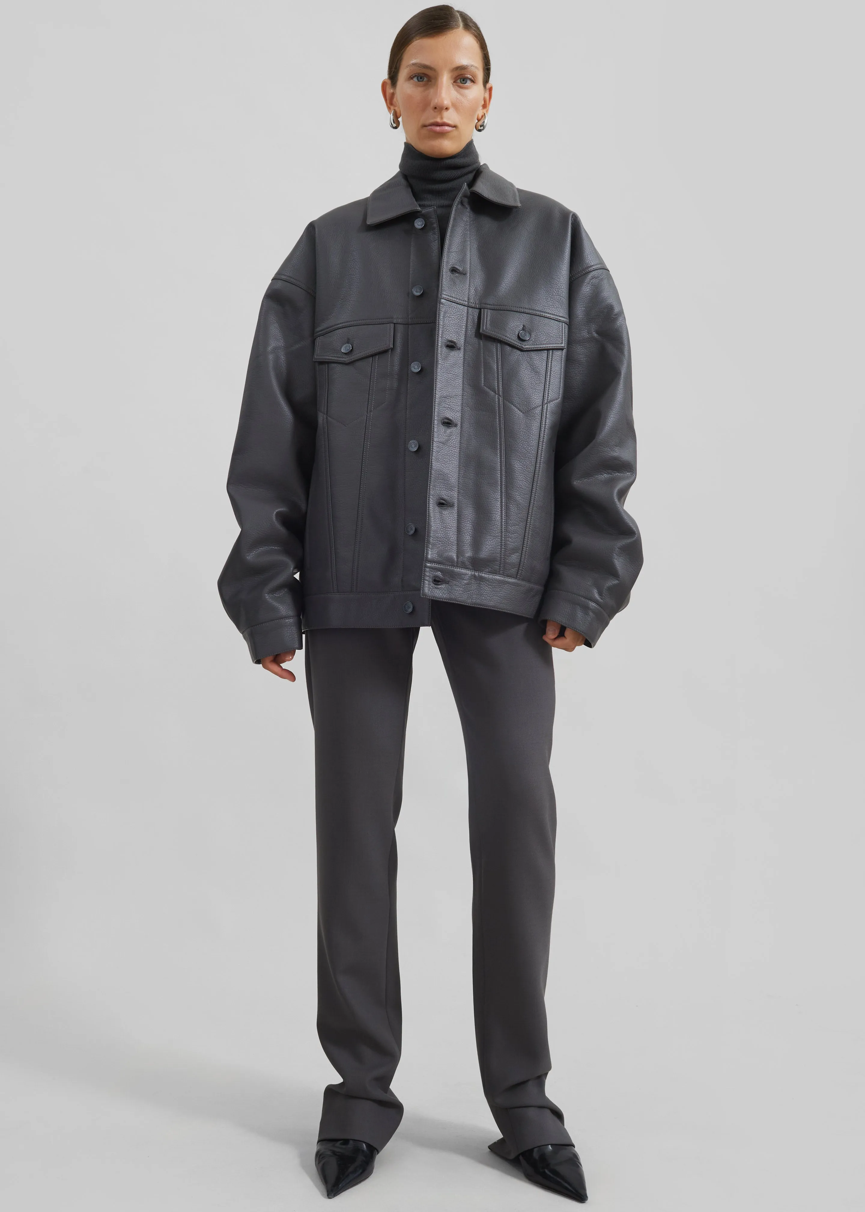 Conan Faux Leather Jacket - Dark Grey sold by Frankie Shop product image thumbnail 2