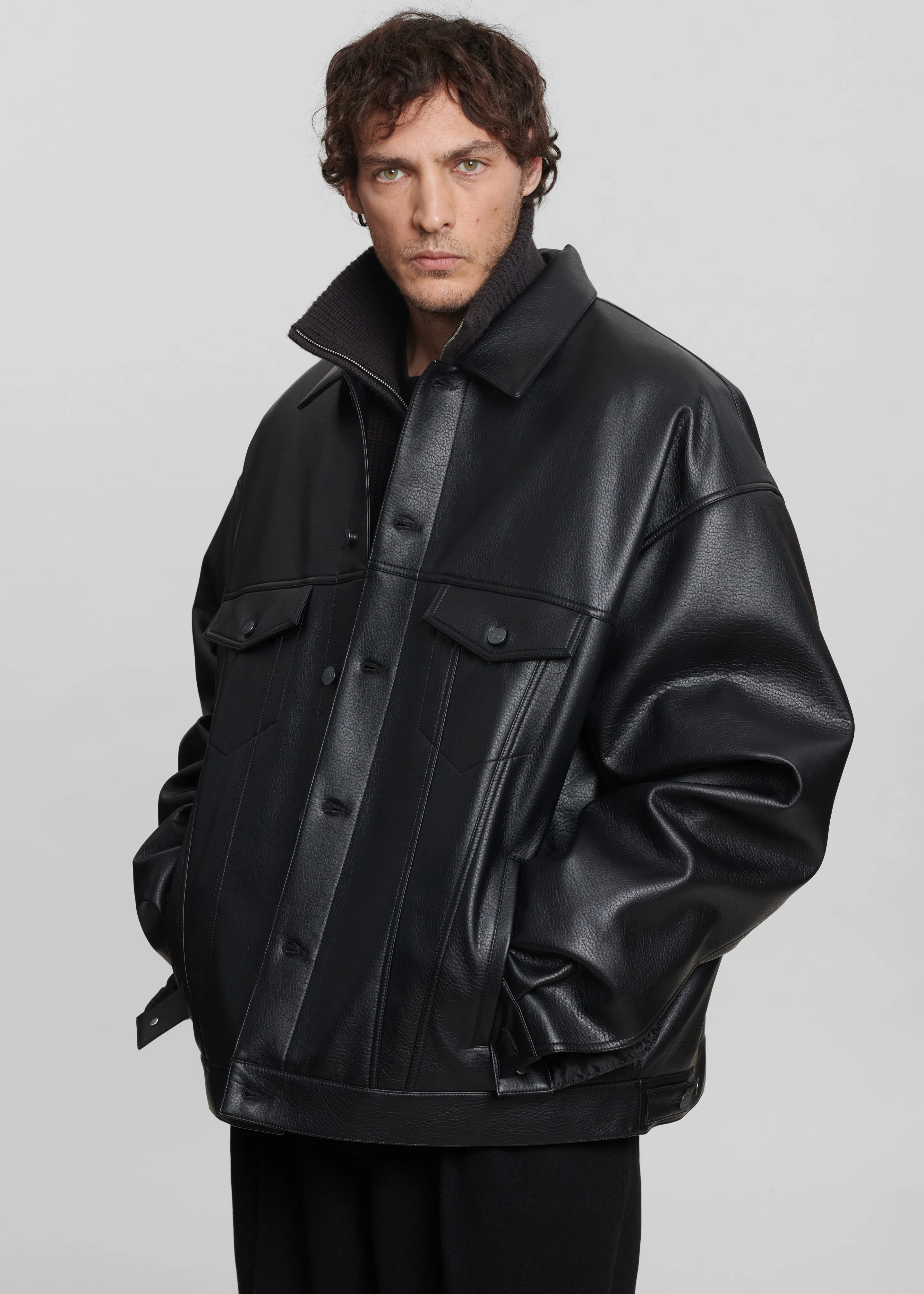 Conan Faux Leather Jacket - Black sold by Frankie Shop product image thumbnail 4