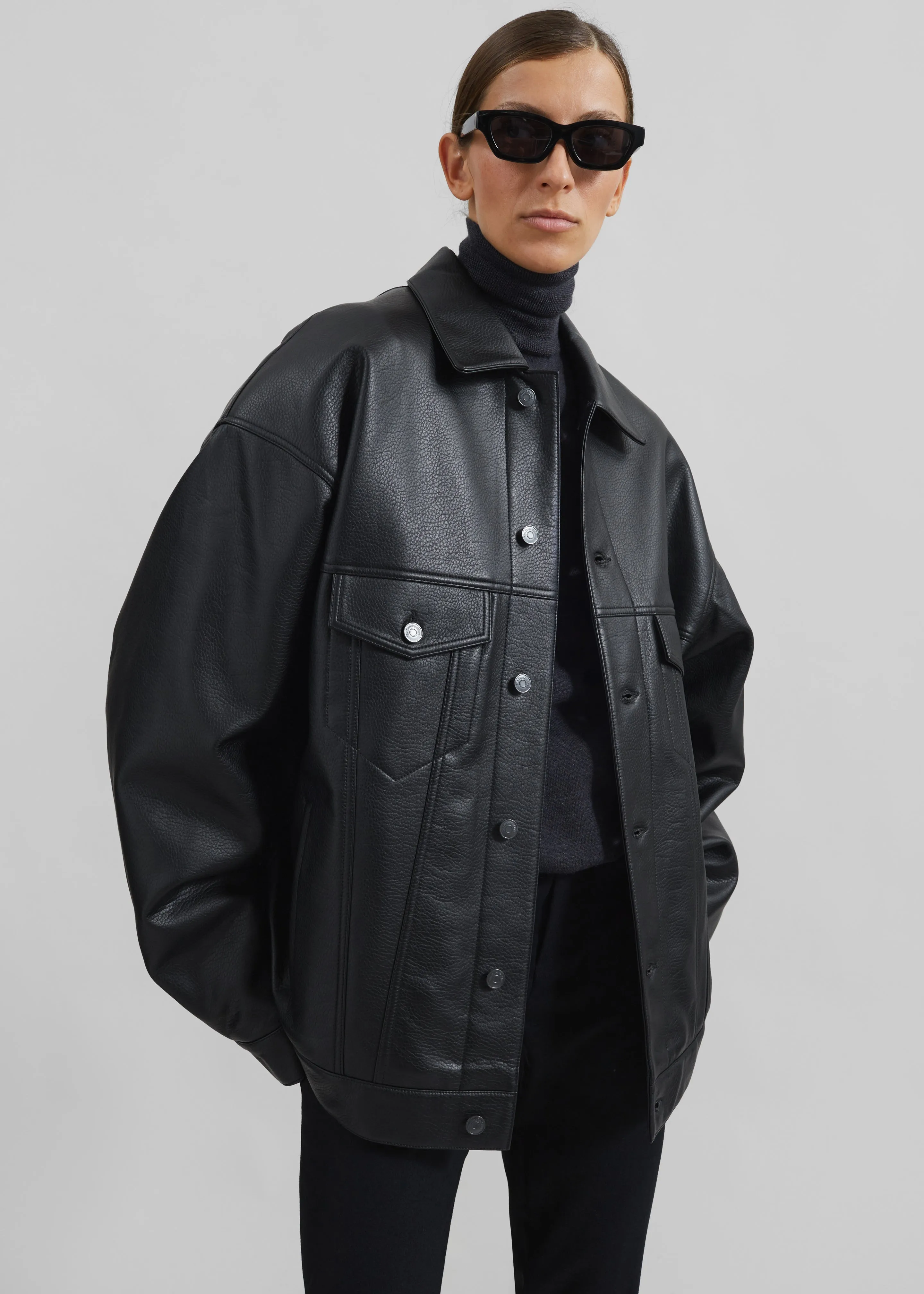 Conan Faux Leather Jacket - Black sold by Frankie Shop