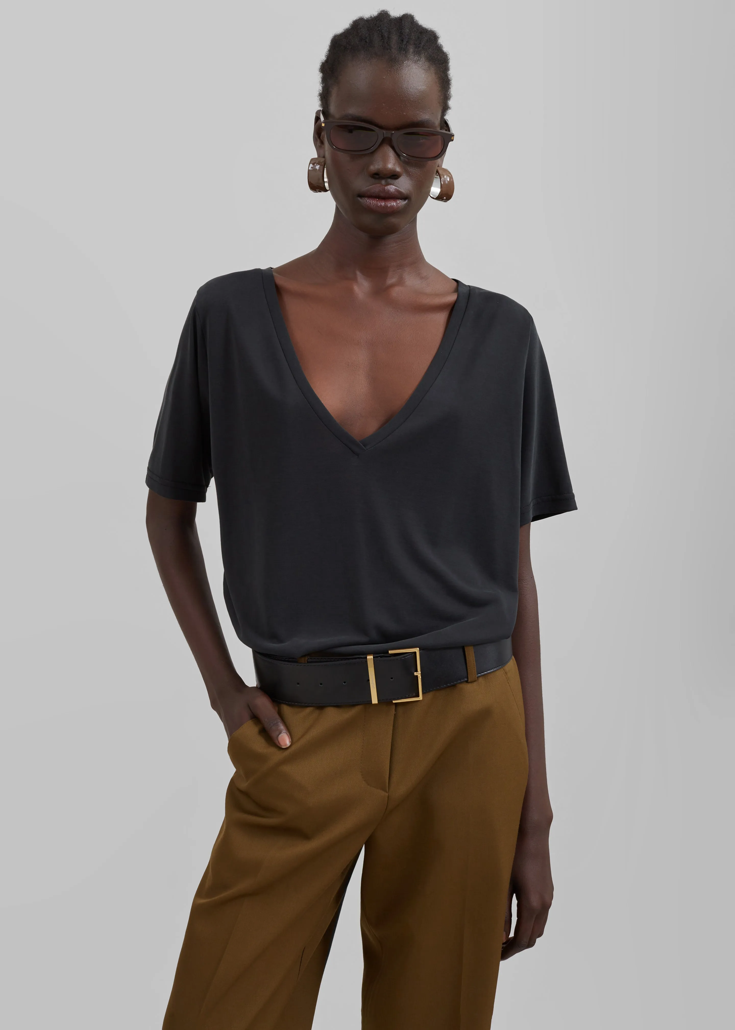 Asten V-Neck T-Shirt - Black sold by Frankie Shop product image thumbnail 3