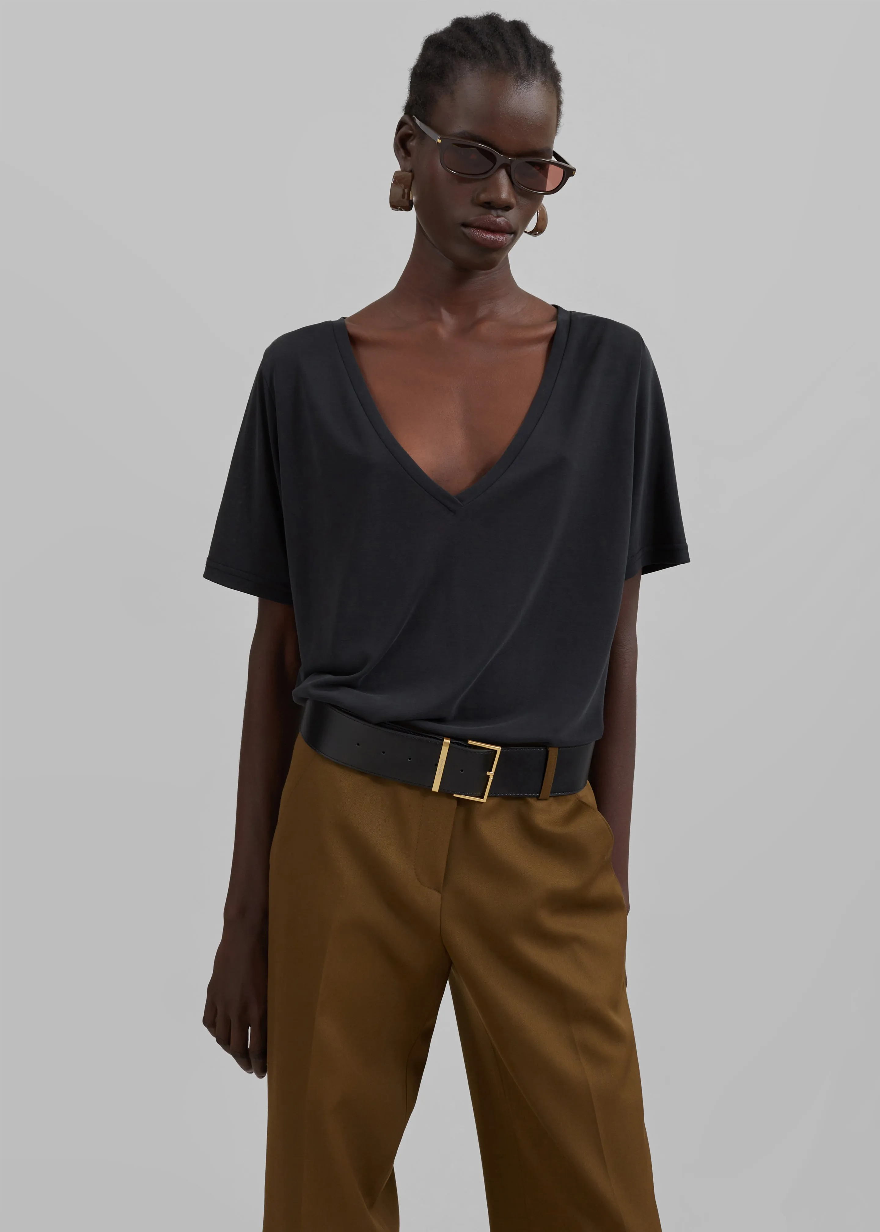 Asten V-Neck T-Shirt - Black sold by Frankie Shop product image thumbnail 5