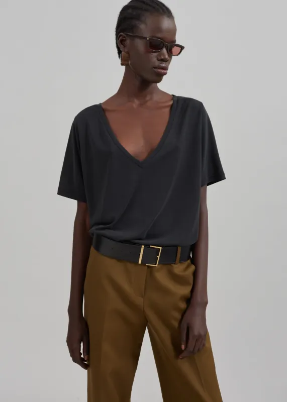 Asten V-Neck T-Shirt - Black sold by Frankie Shop