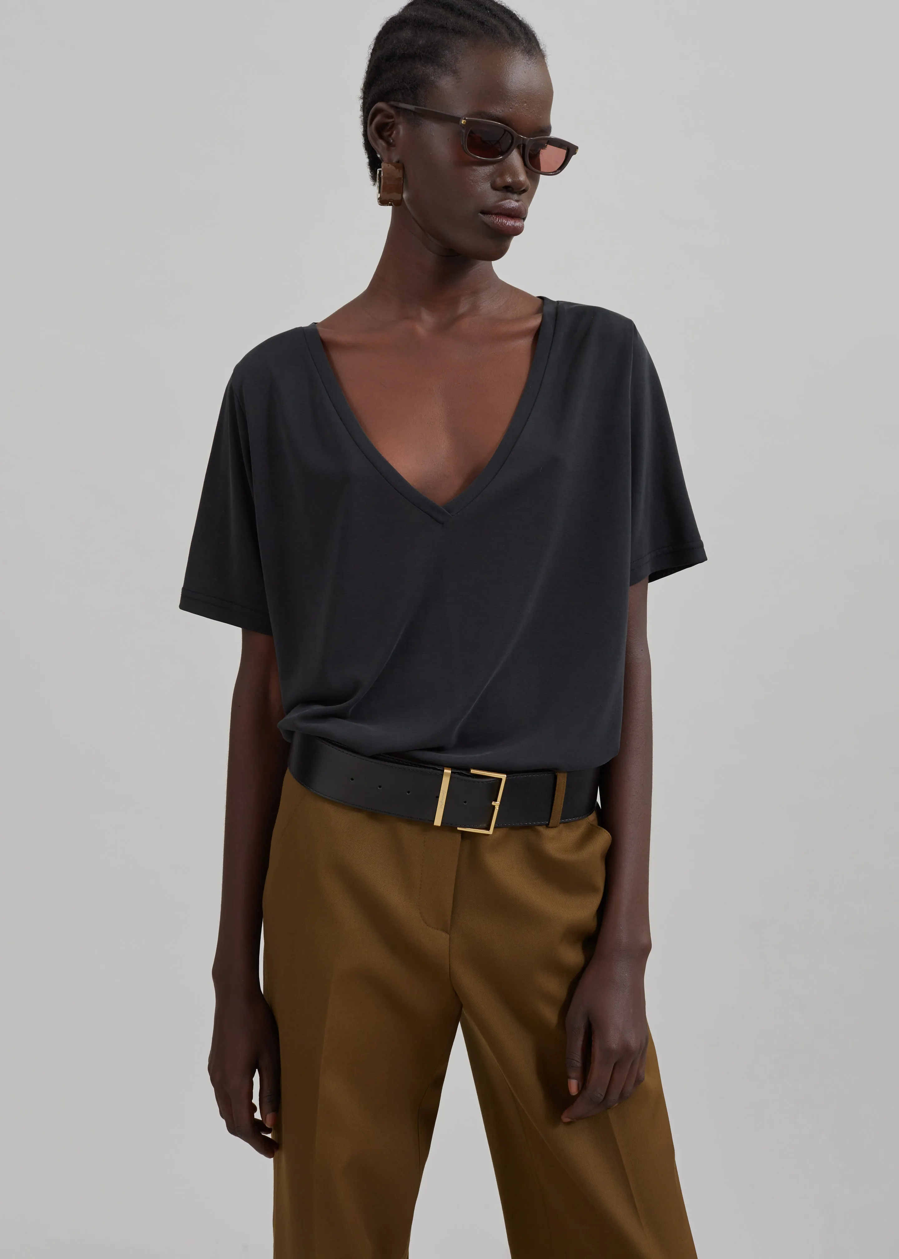 Asten V-Neck T-Shirt - Black sold by Frankie Shop