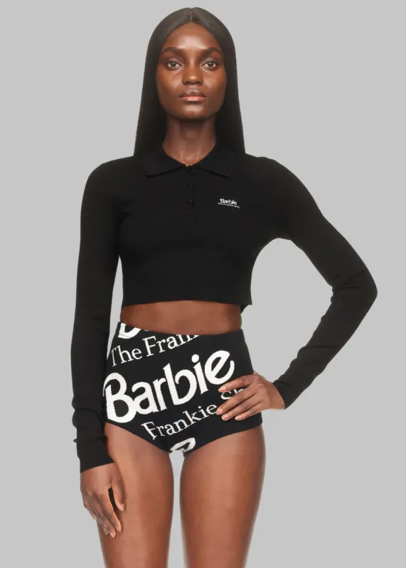 Giselle Cropped Knit Polo x Barbie™ - Black sold by Frankie Shop