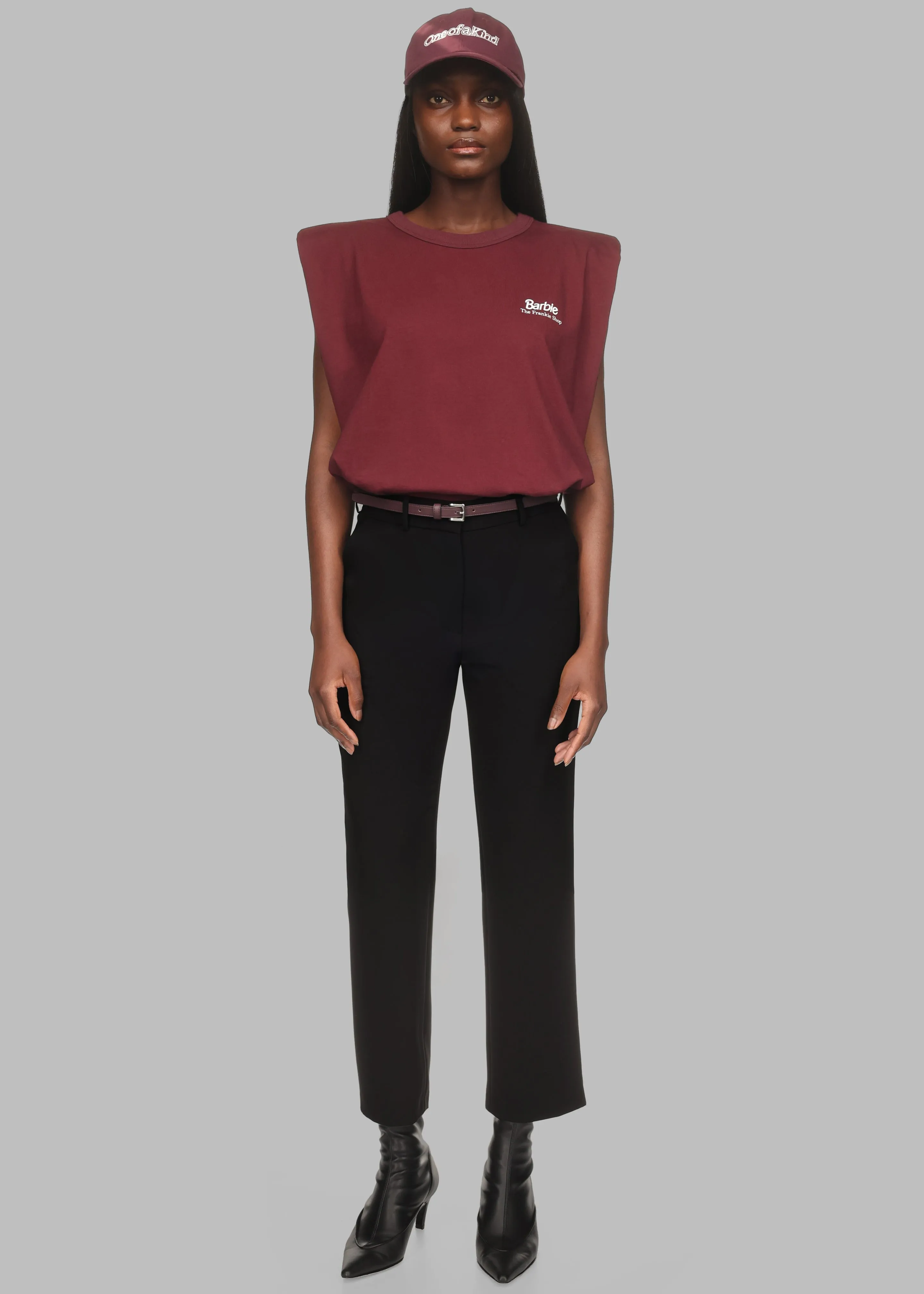 Eva Padded Shoulder Muscle T-Shirt x Barbie™ - Burgundy sold by Frankie Shop product image thumbnail 4