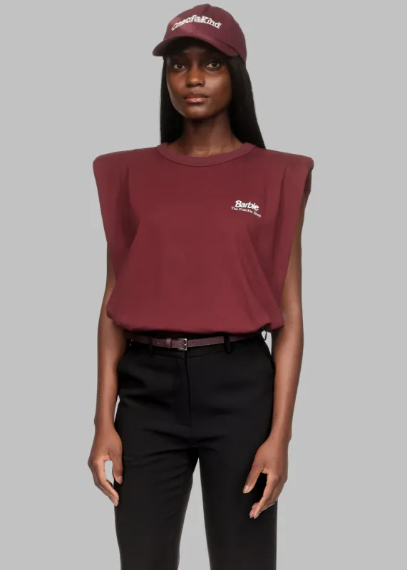 Eva Padded Shoulder Muscle T-Shirt x Barbie™ - Burgundy made by Frankie Shop