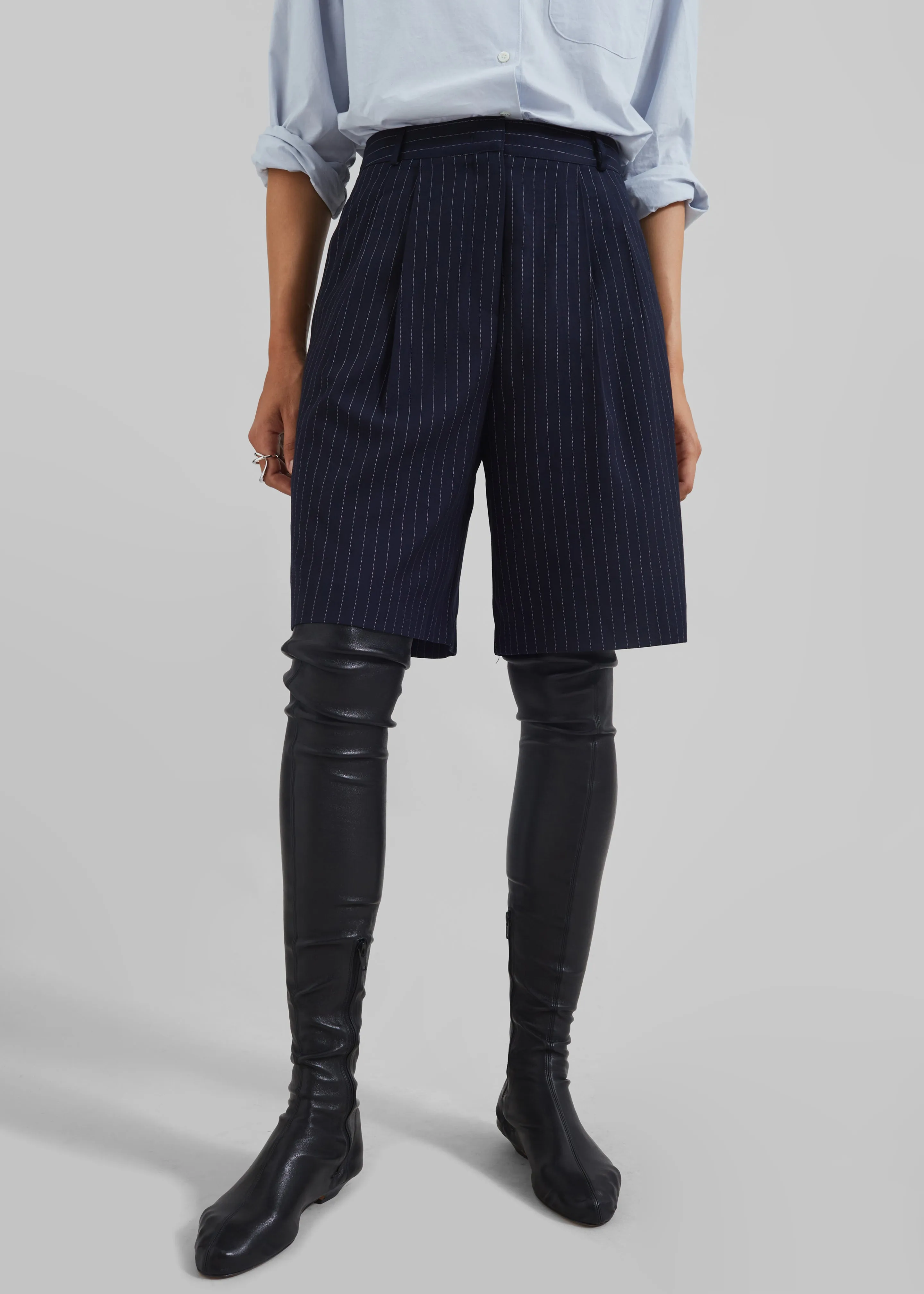 Sava Bermuda Shorts - Navy/White Stripe sold by Frankie Shop