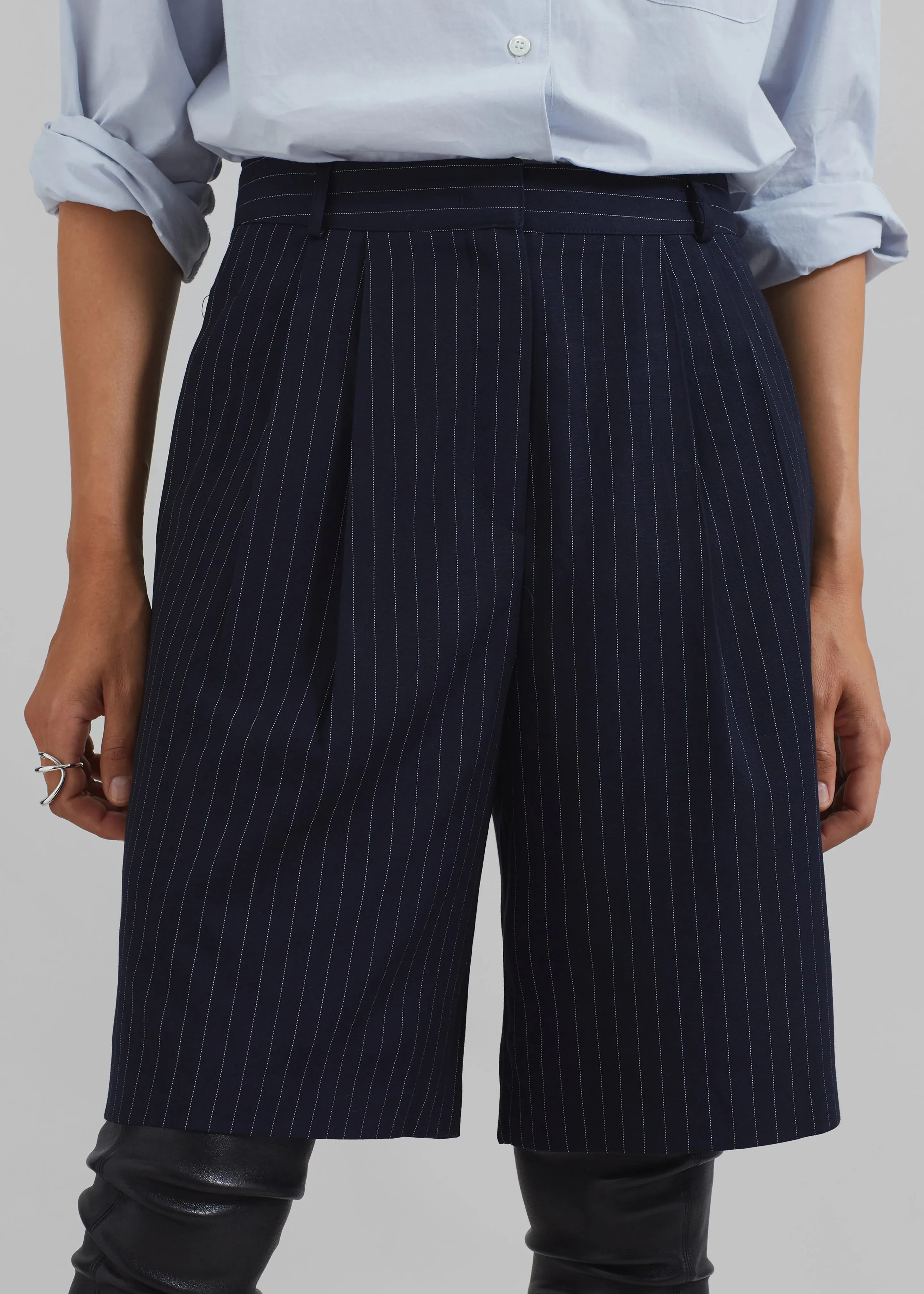 Sava Bermuda Shorts - Navy/White Stripe sold by Frankie Shop product image thumbnail 3