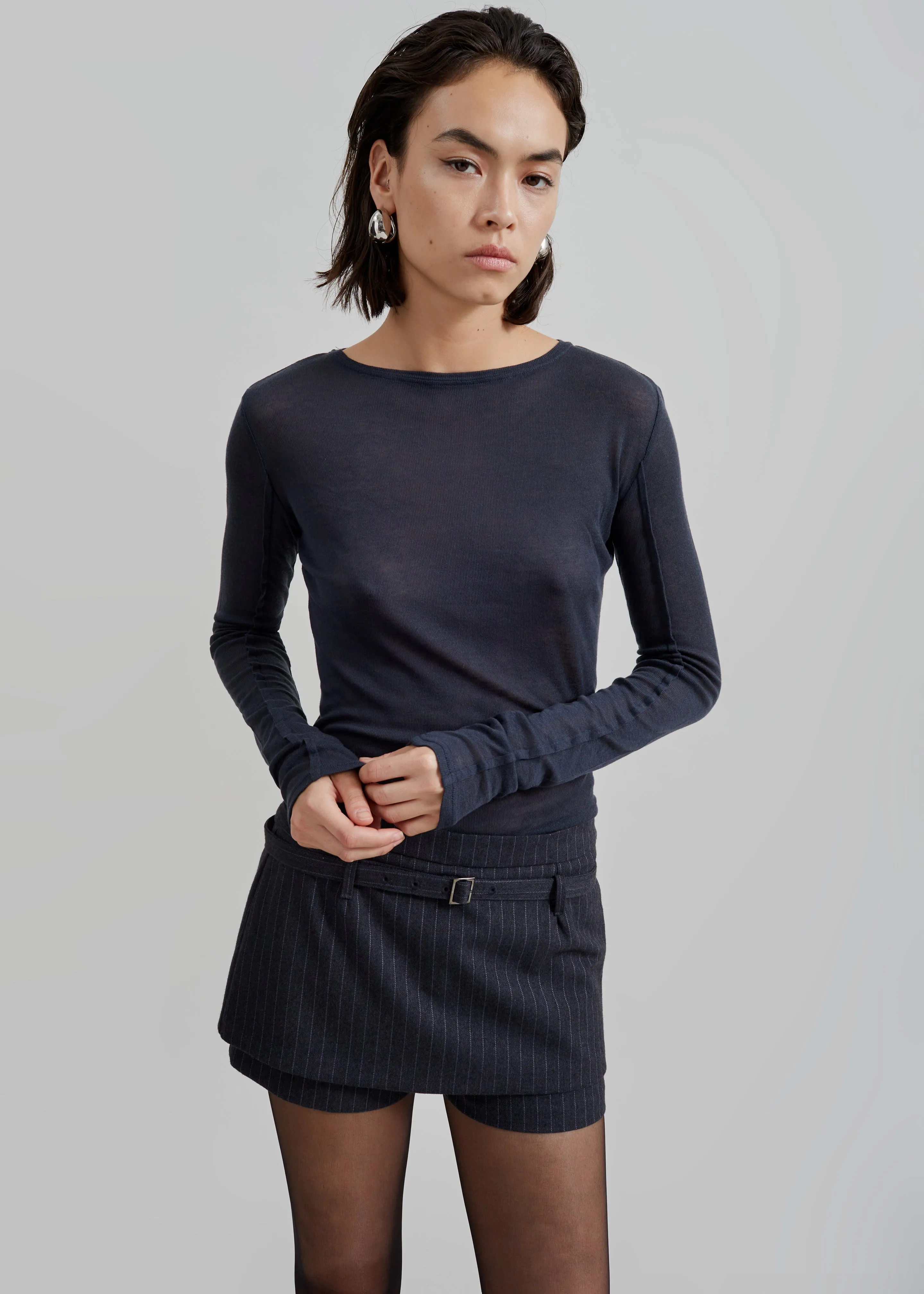 Mesa Sheer Long Sleeve Tee - Navy sold by Frankie Shop product image thumbnail 5