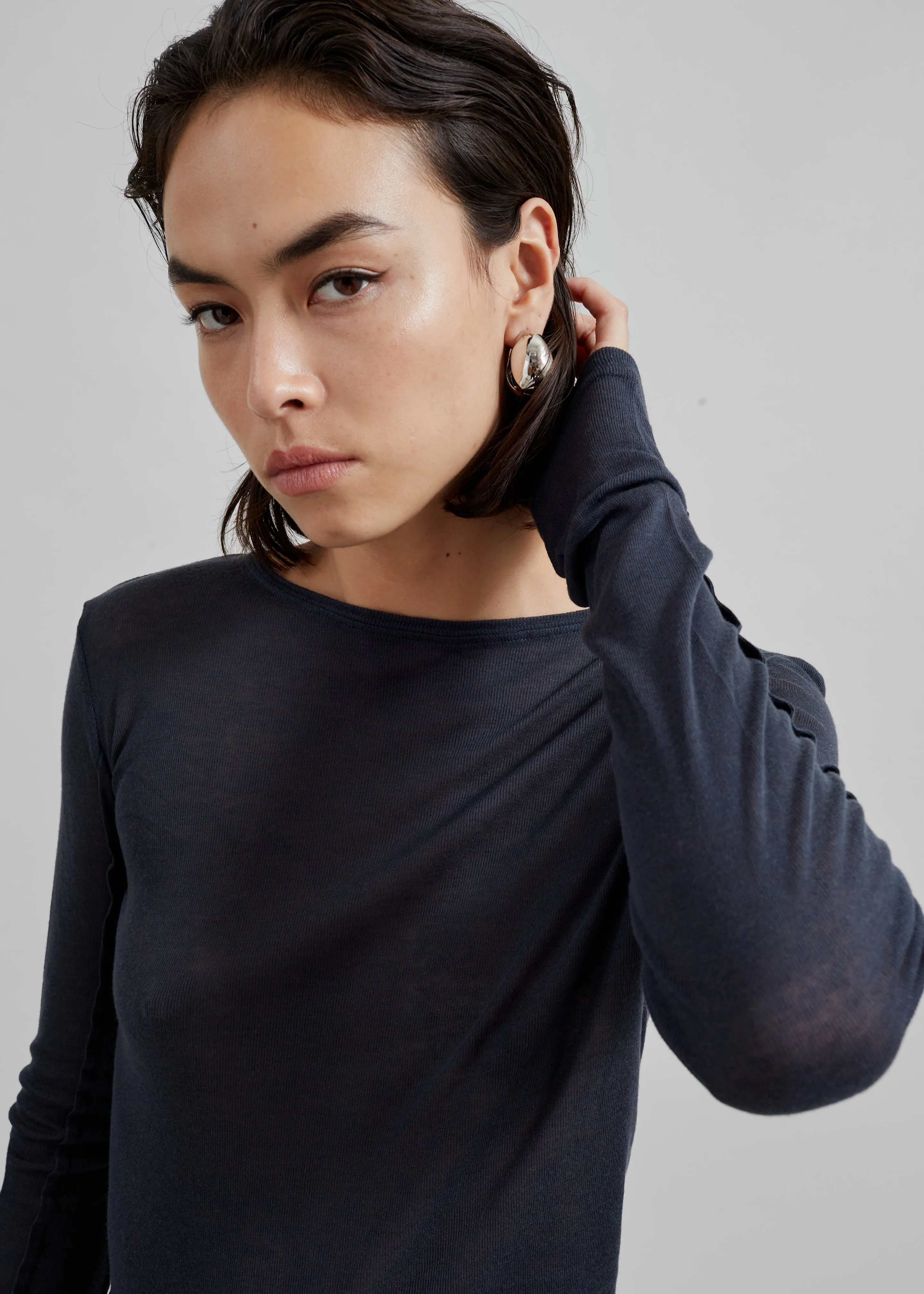 Mesa Sheer Long Sleeve Tee - Navy sold by Frankie Shop product image thumbnail 2