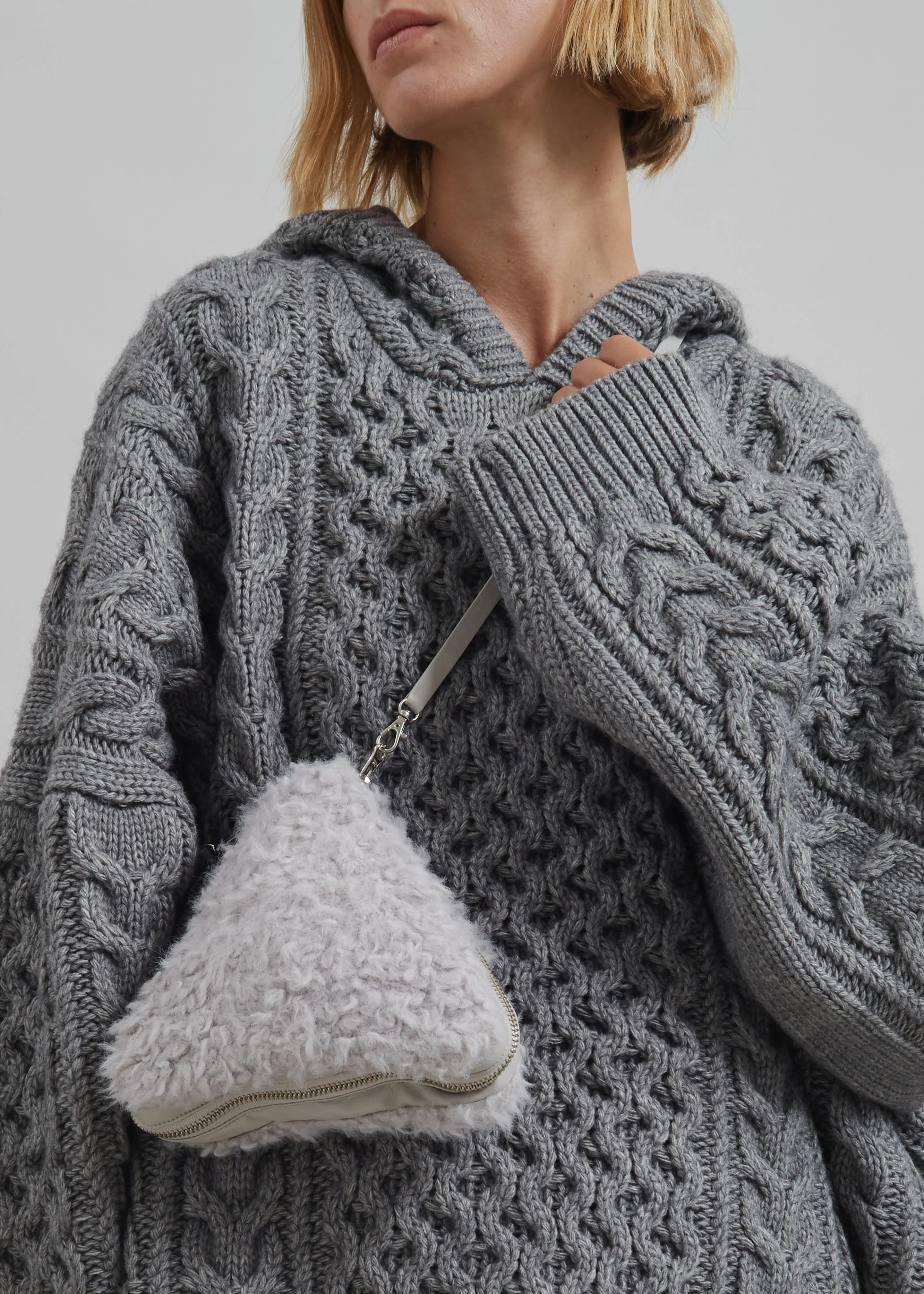 Low Classic Fur Triangle Pop-Up Bag - Grey sold by Frankie Shop product image thumbnail 4