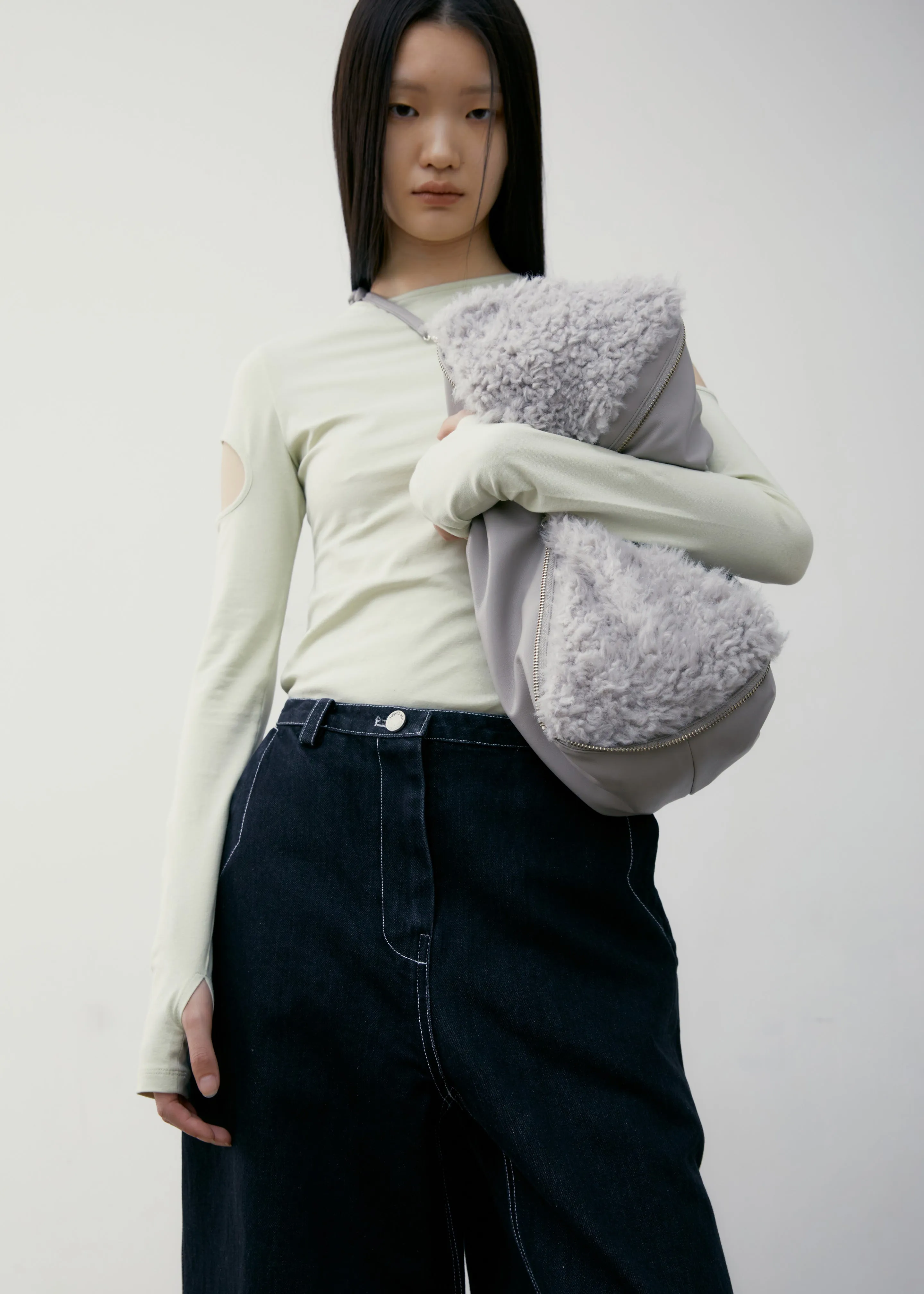 Low Classic Fur Triangle Pop-Up Bag - Grey sold by Frankie Shop product image thumbnail 3