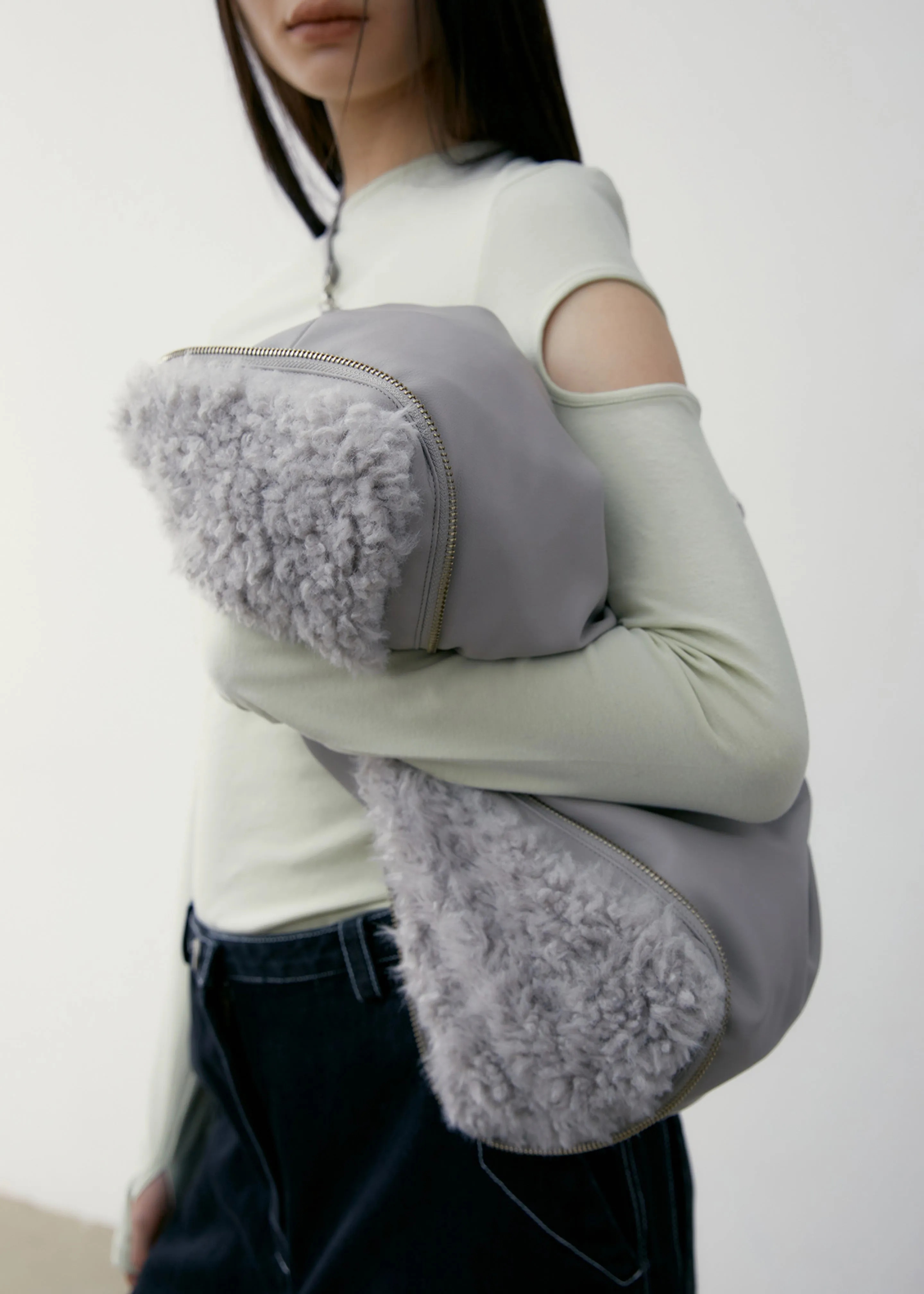 Low Classic Fur Triangle Pop-Up Bag - Grey sold by Frankie Shop