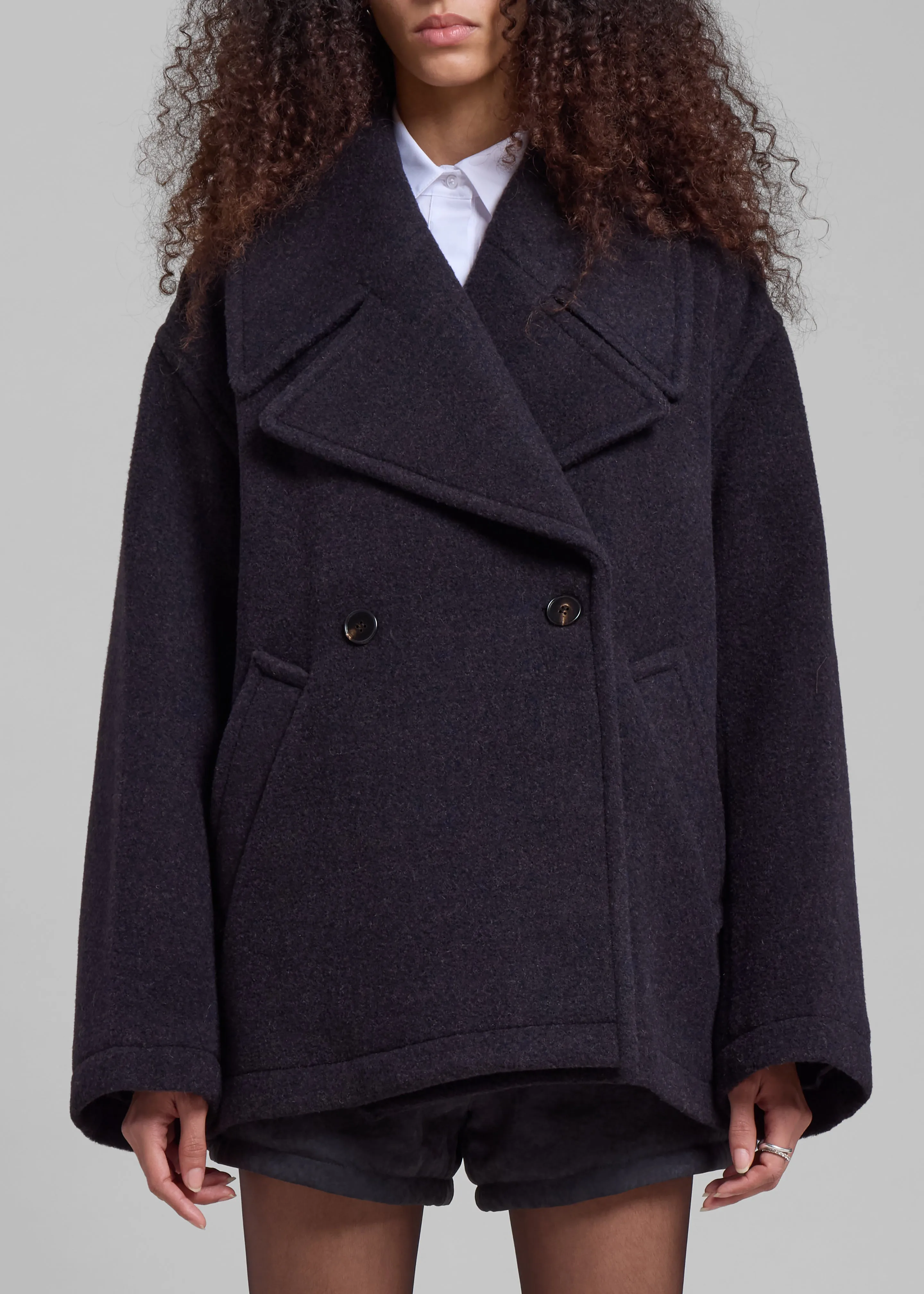 Low Classic Alpaca Wide Collar Half Coat - Purple sold by Frankie Shop product image thumbnail 5